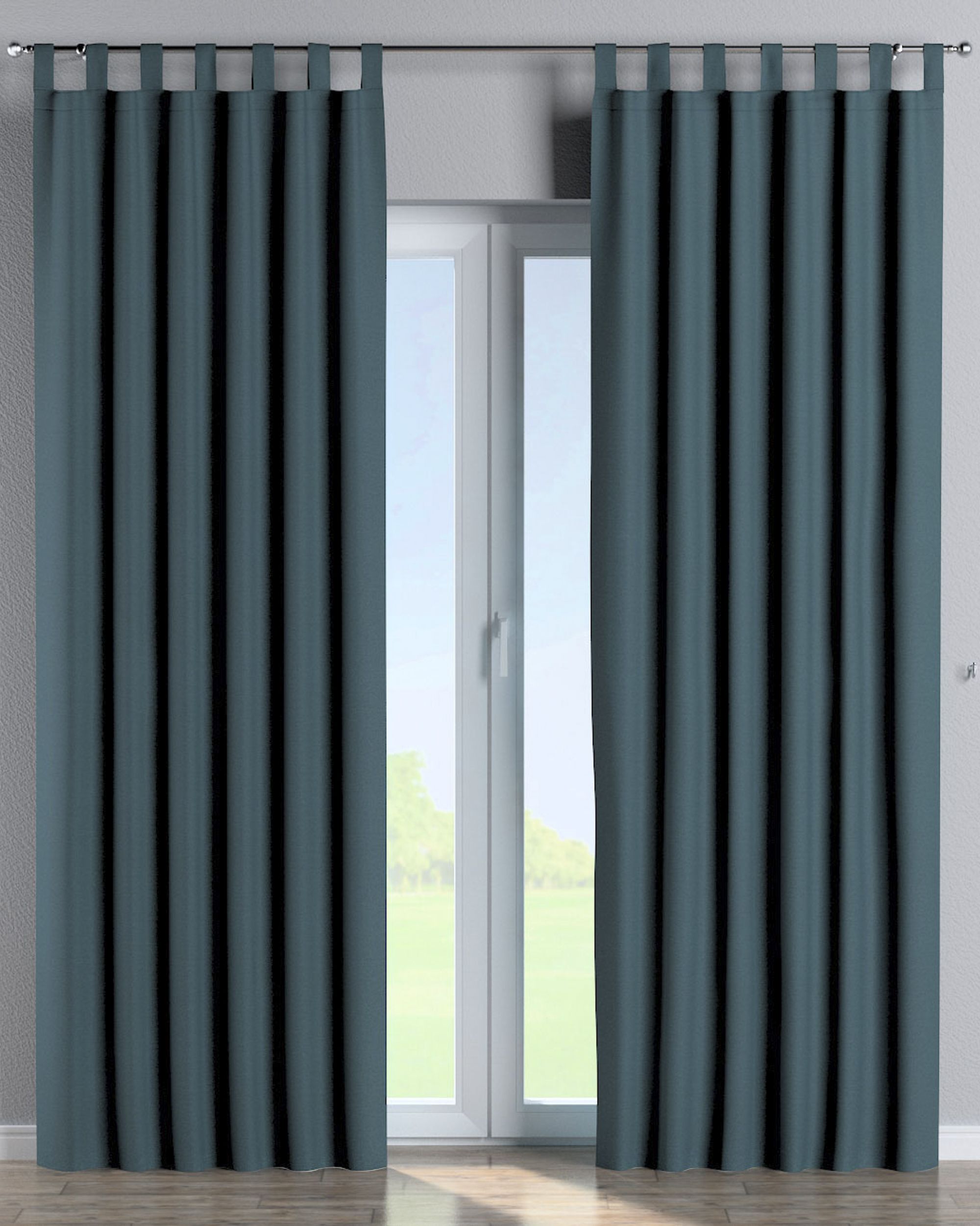 Rideau à pattes 1 pièce couleur bleu tissu tresse, black-out