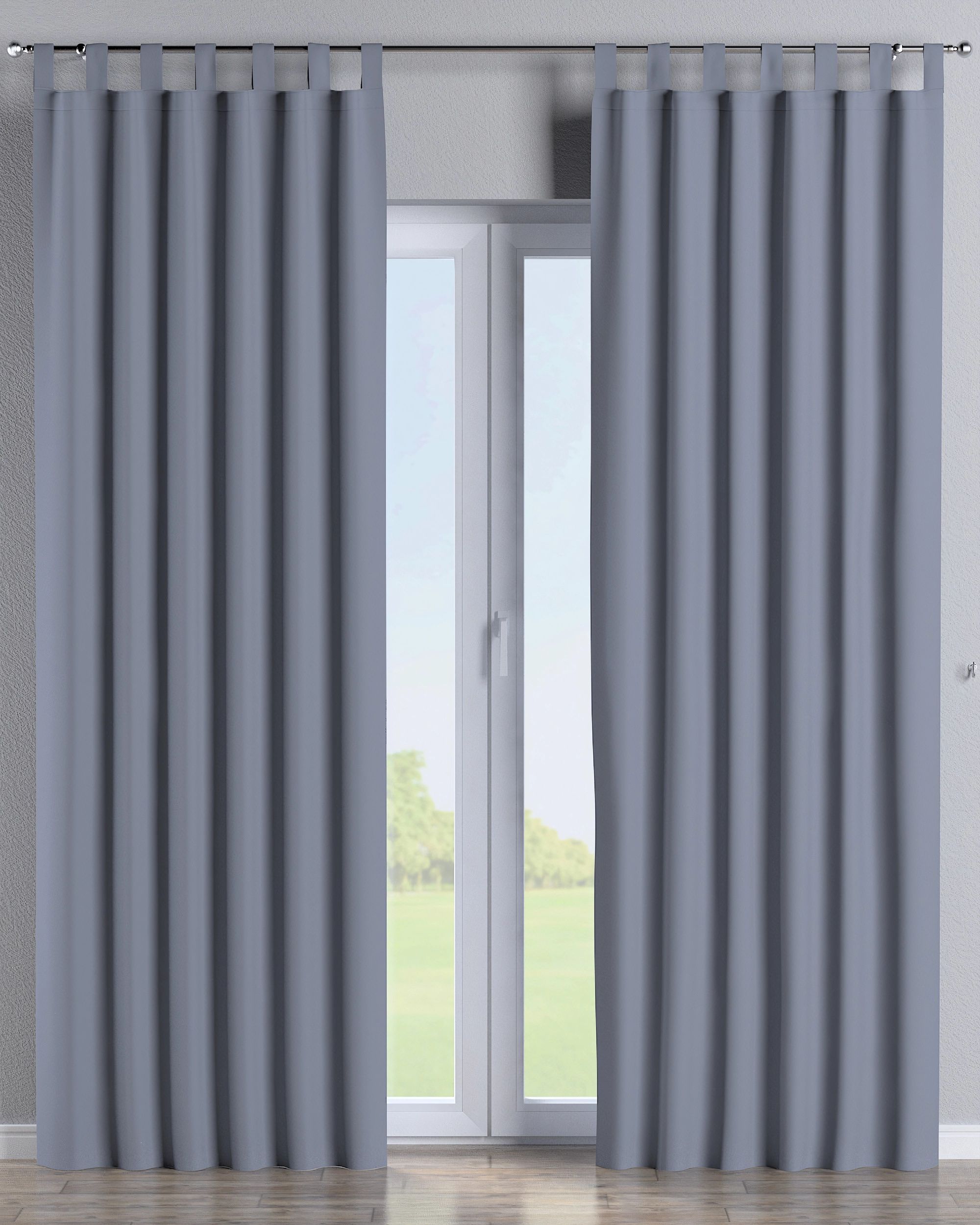 Rideau à pattes 1 pièce couleur gris tissu black-out