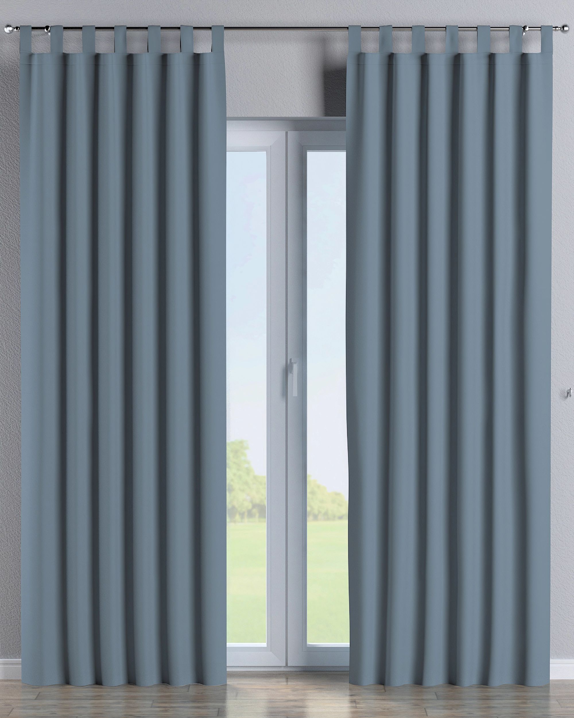 Rideau à pattes 1 pièce couleur bleu tissu black-out