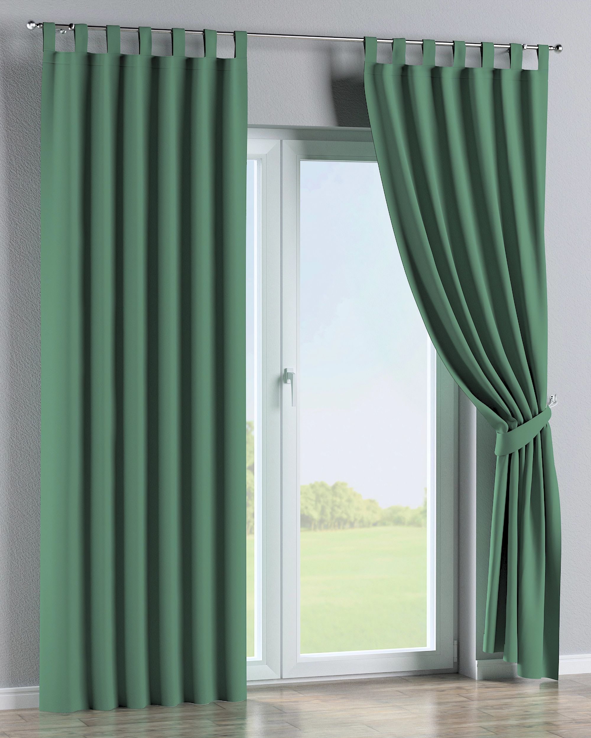 Rideau à pattes 1 pièce couleur vert tissu black-out (hover)