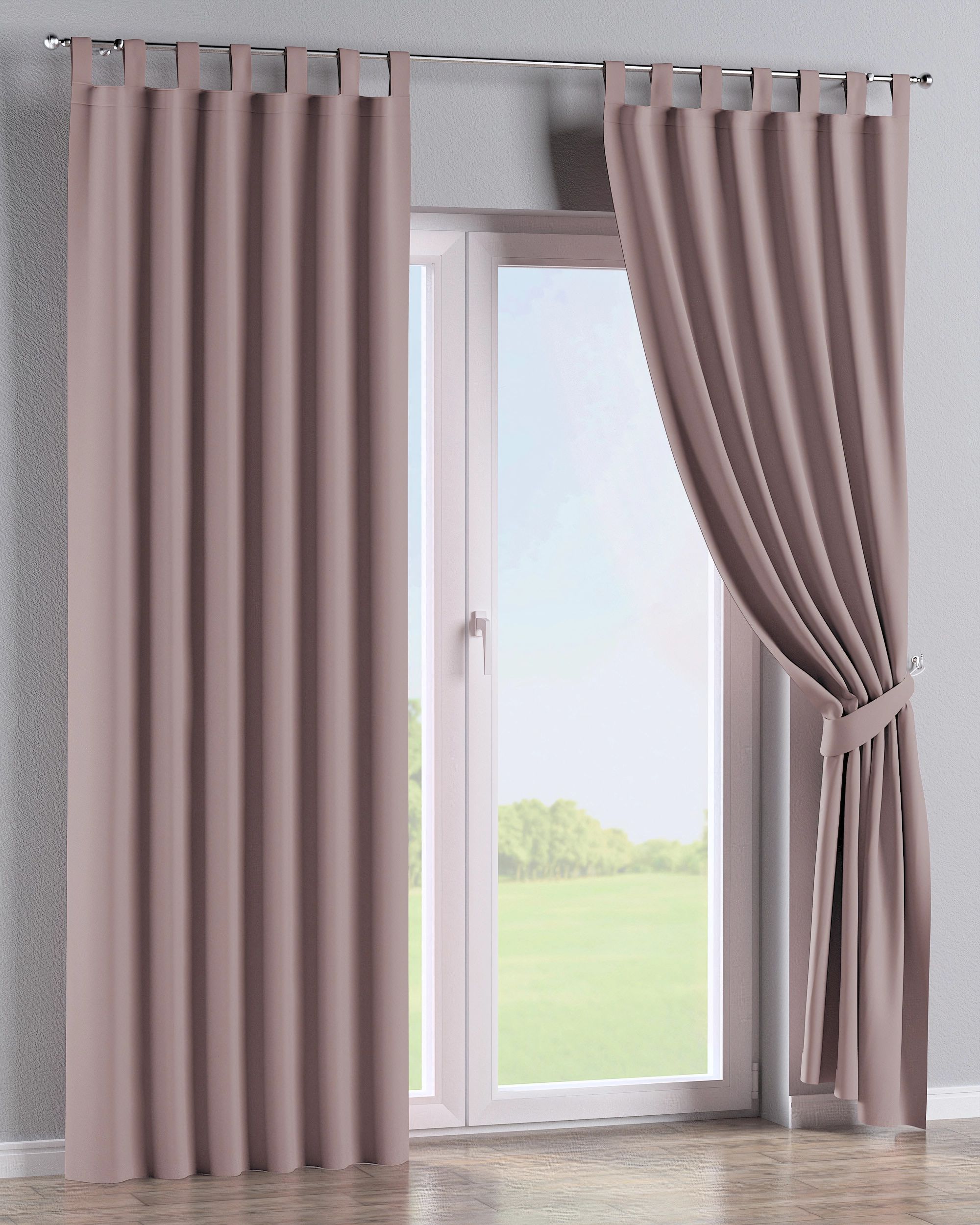 Rideau à pattes 1 pièce couleur rose tissu black-out (hover)