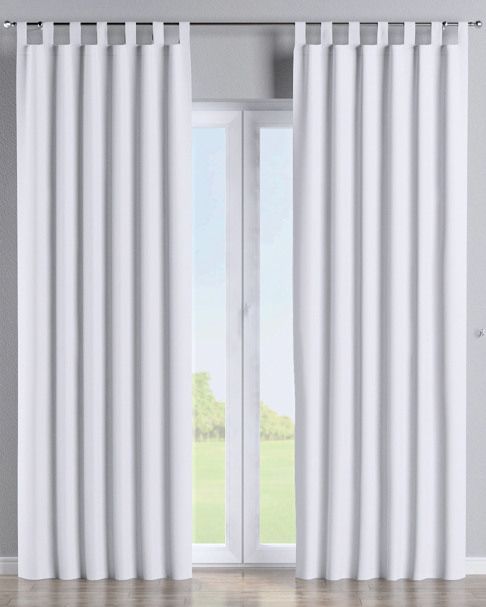 Rideau à pattes 1 pièce couleur blanc tissu black-out