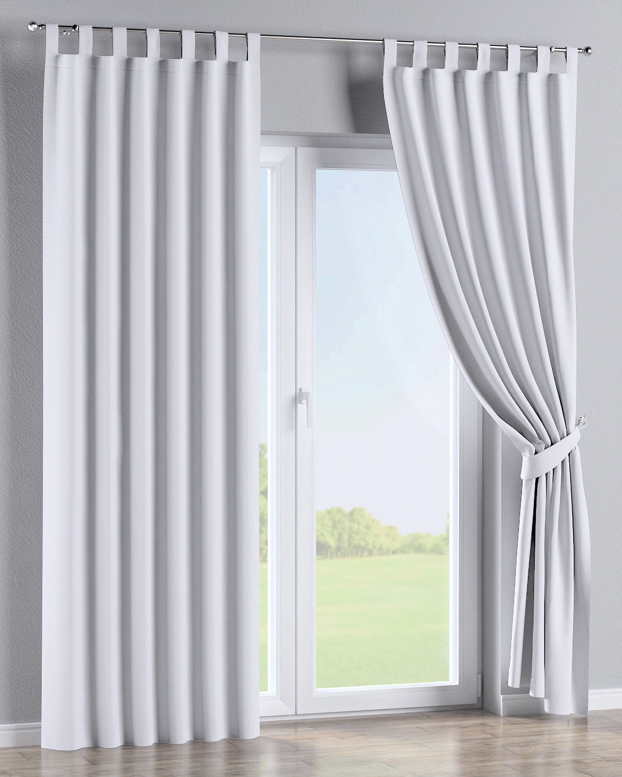 Rideau à pattes 1 pièce couleur blanc tissu black-out (hover)