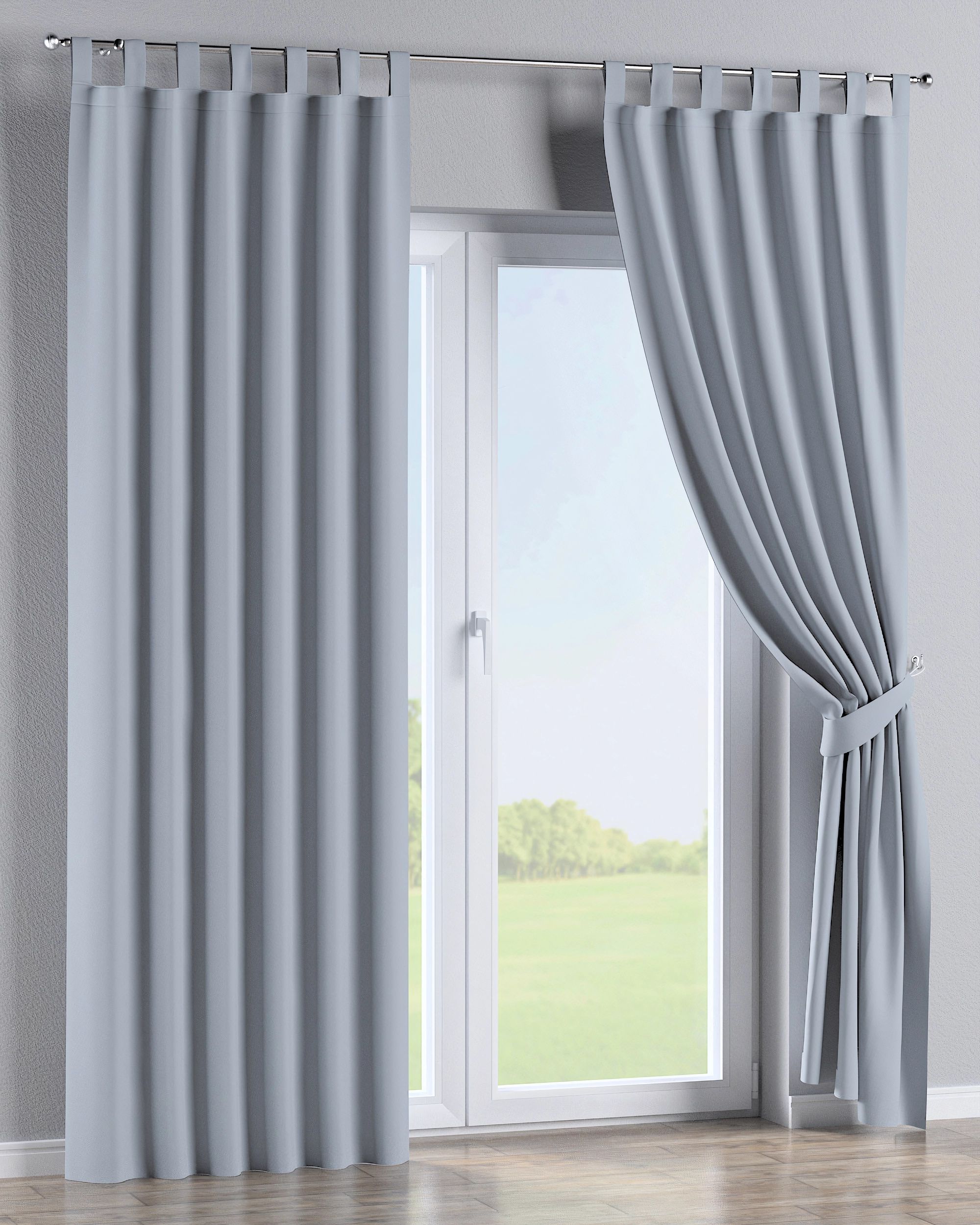 Rideau à pattes 1 pièce couleur gris tissu black-out (hover)