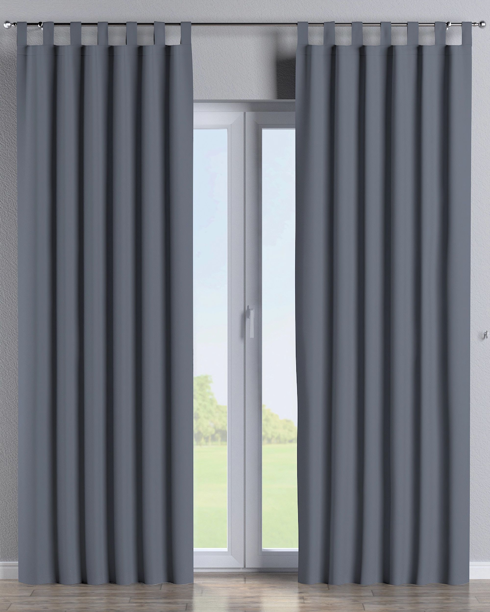 Rideau à pattes 1 pièce couleur gris tissu black-out