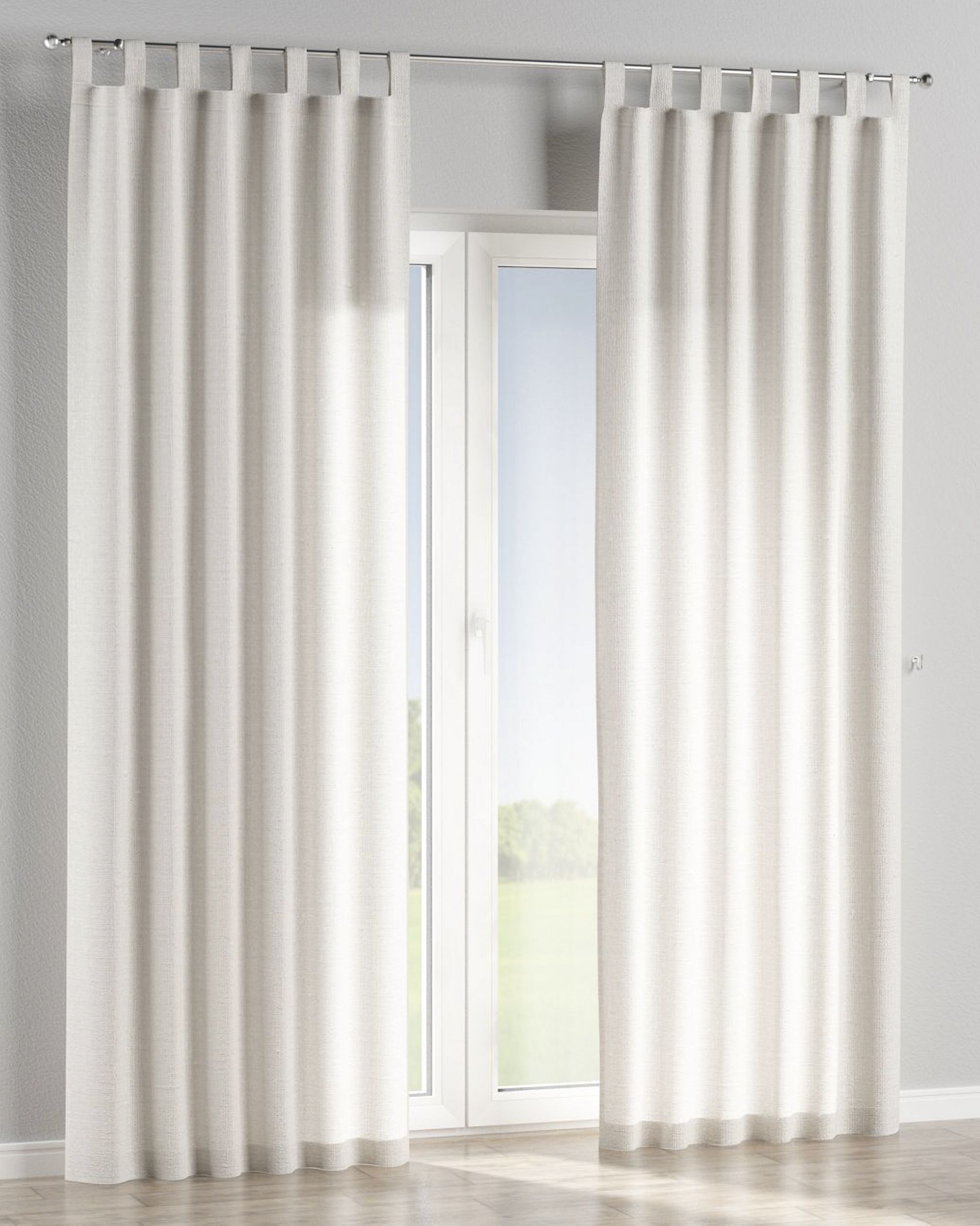 Rideau à pattes 1 pièce couleur blanc tissu semi-transparent, tresse