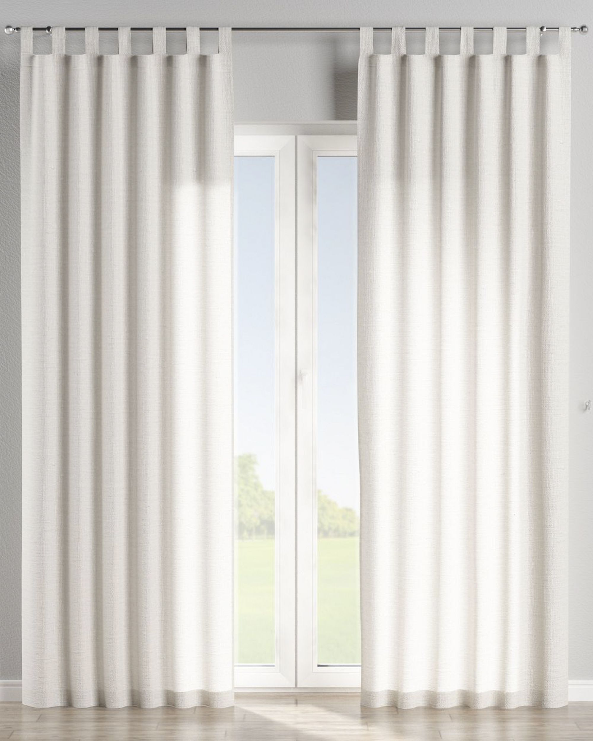 Rideau à pattes 1 pièce couleur blanc tissu semi-transparent, tresse (hover)