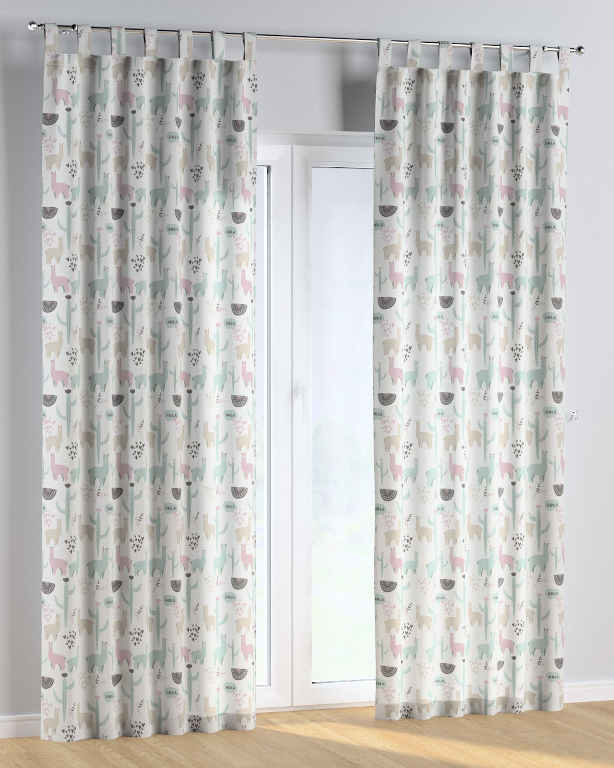 Rideau à pattes 1 pièce couleur vert tissu à motifs