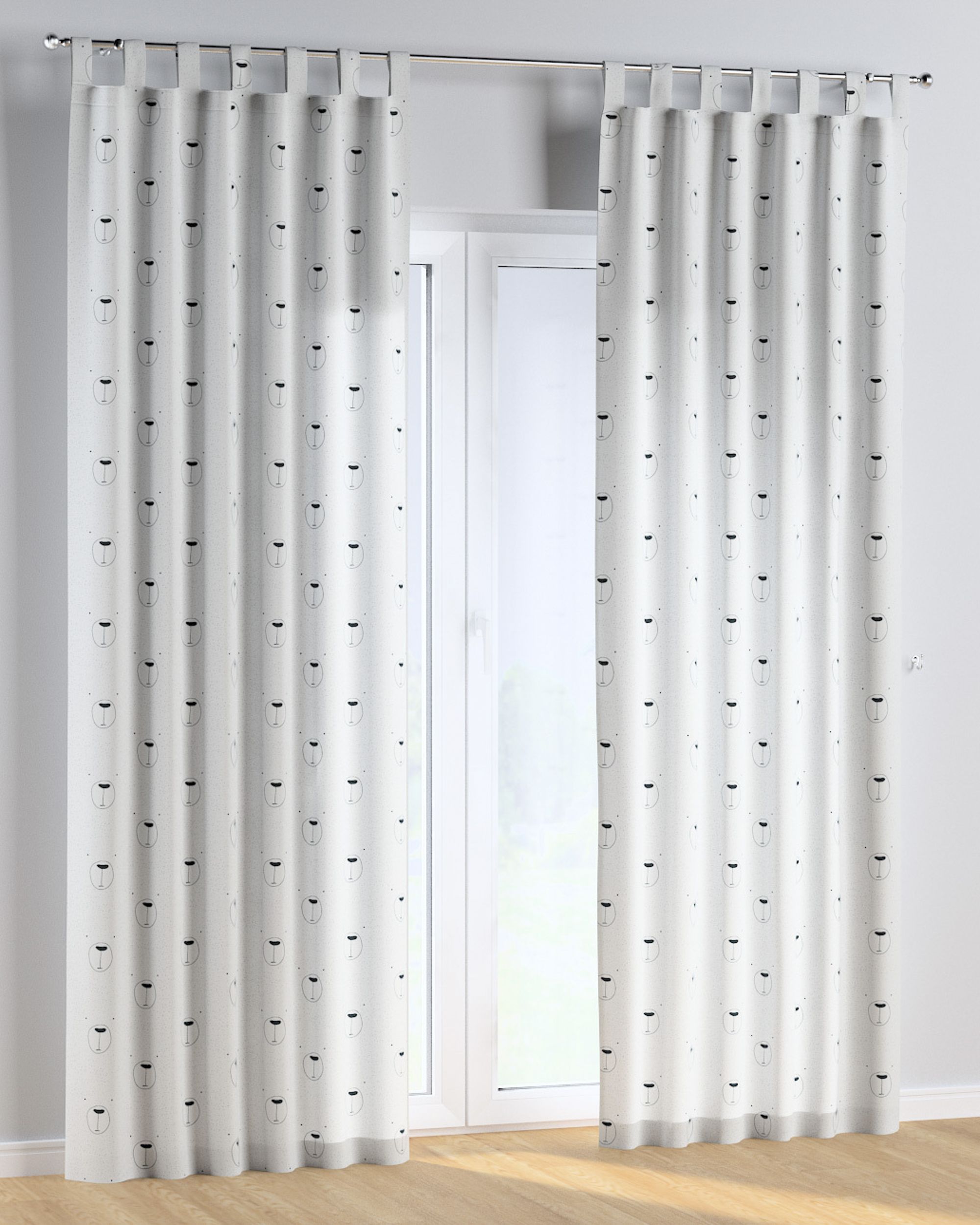 Rideau à pattes 1 pièce couleur blanc tissu à motifs