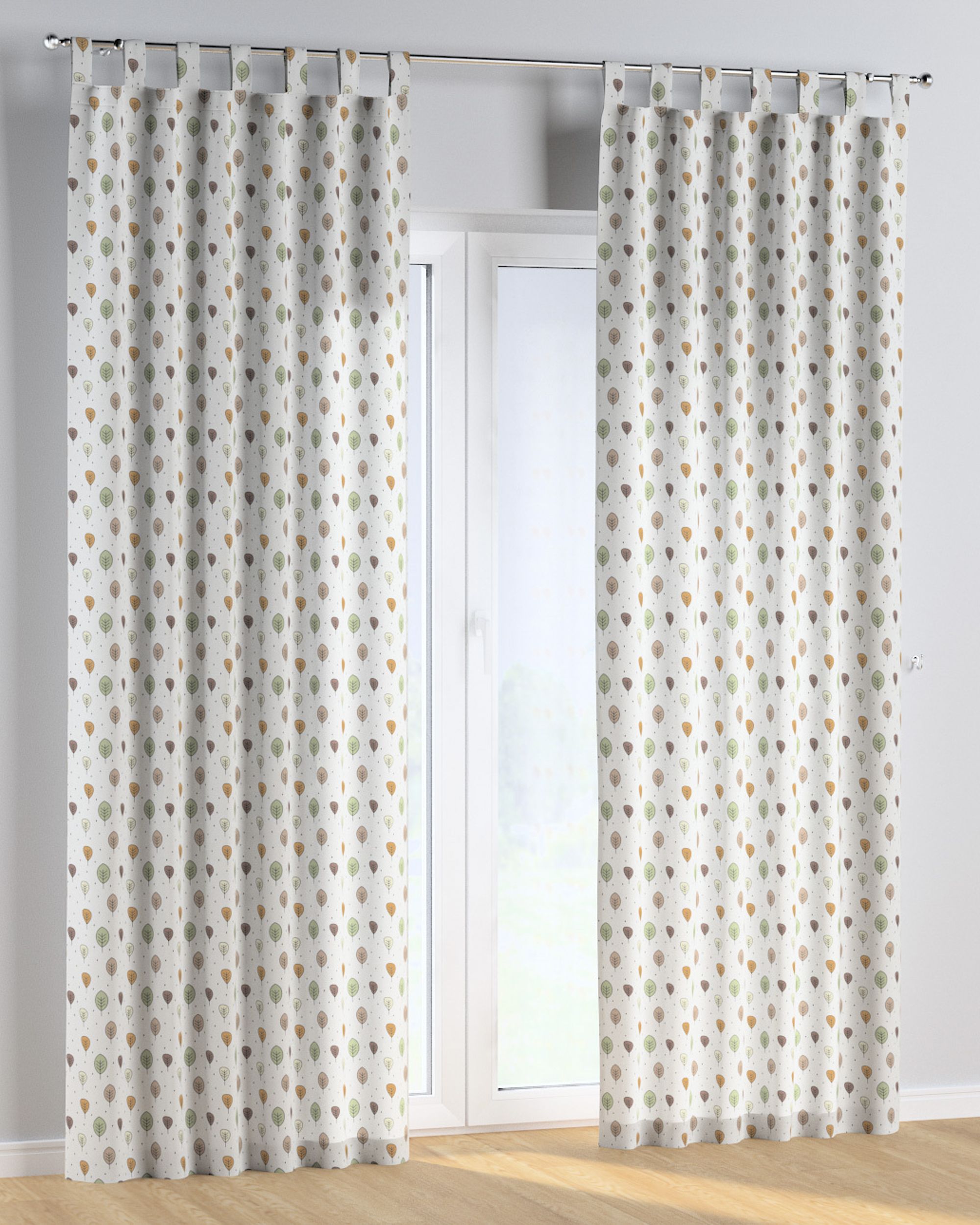 Rideau à pattes 1 pièce couleur marron tissu à motifs