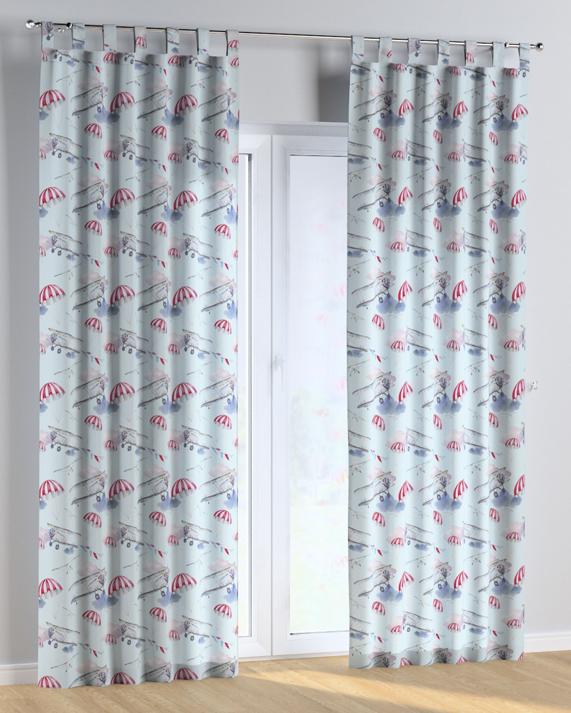 Rideau à pattes 1 pièce couleur bleu tissu à motifs