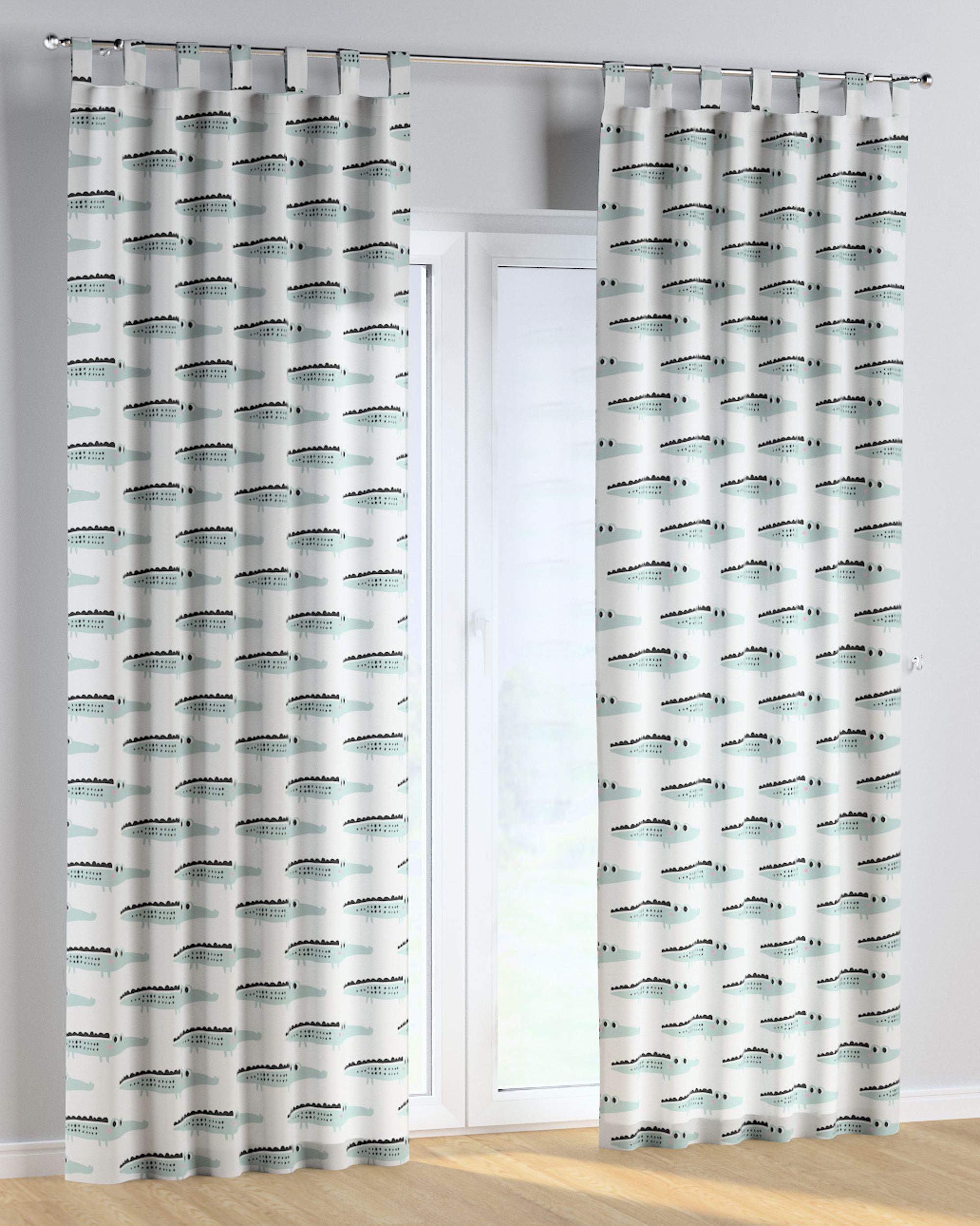 Rideau à pattes 1 pièce couleur vert tissu à motifs