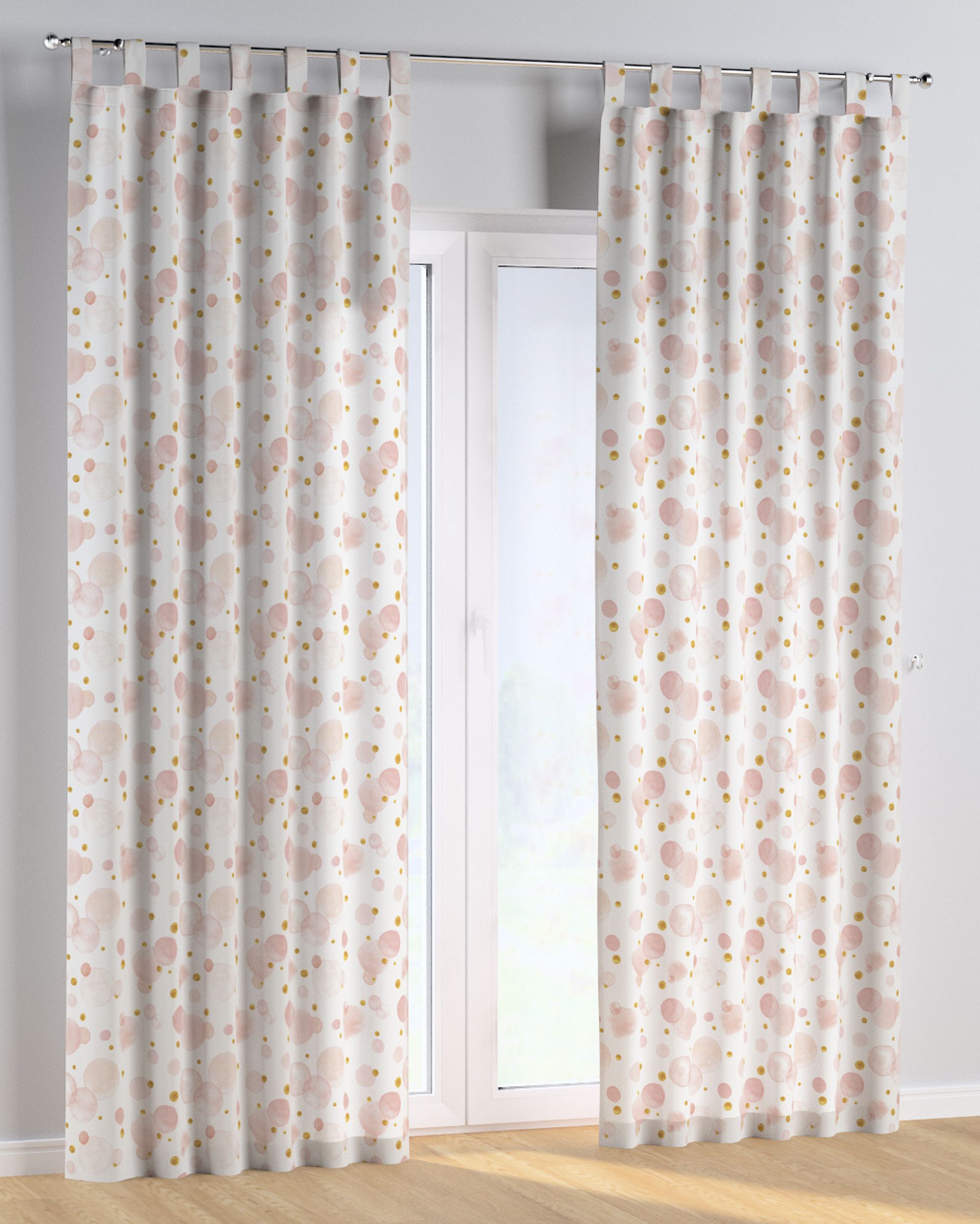 Rideau à pattes 1 pièce couleur rose tissu à motifs