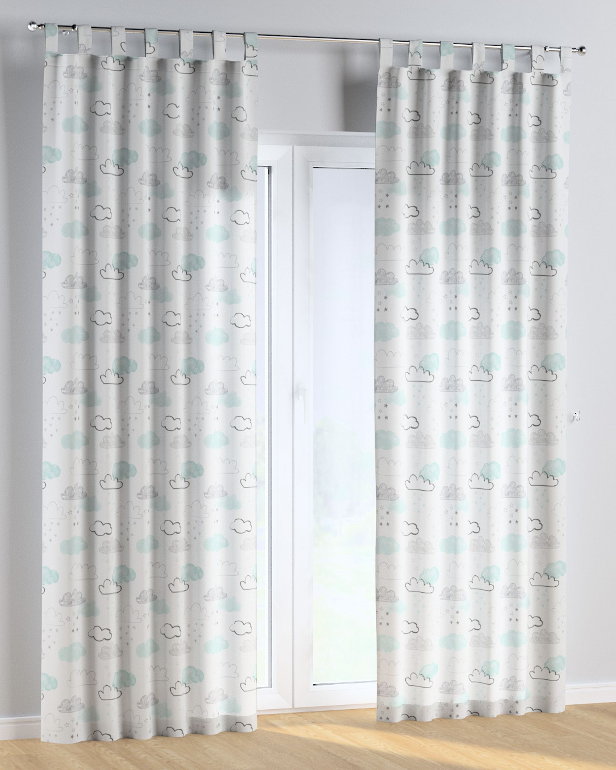 Rideau à pattes 1 pièce couleur blanc tissu à motifs