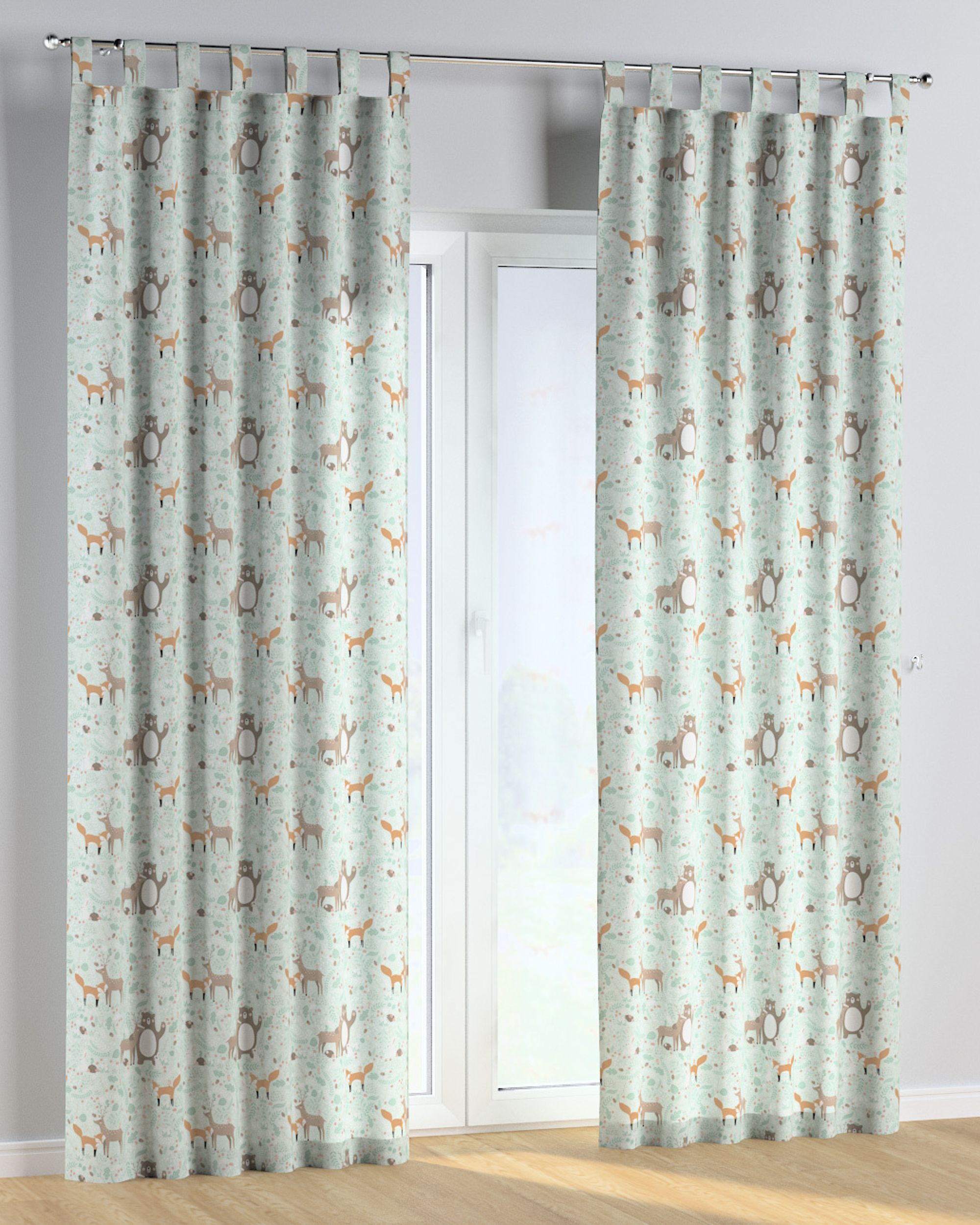 Rideau à pattes 1 pièce couleur vert tissu à motifs