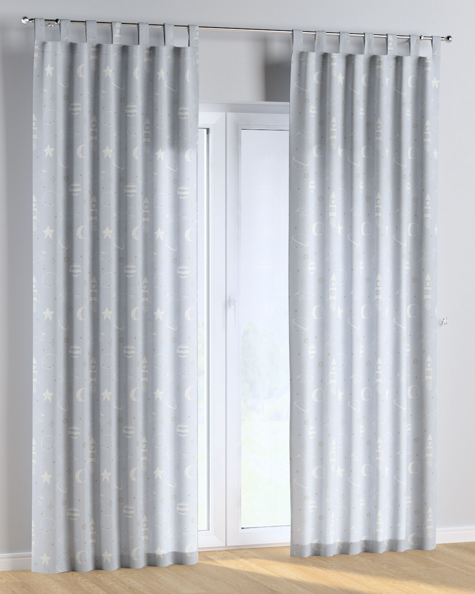 Rideau à pattes 1 pièce couleur bleu tissu à motifs
