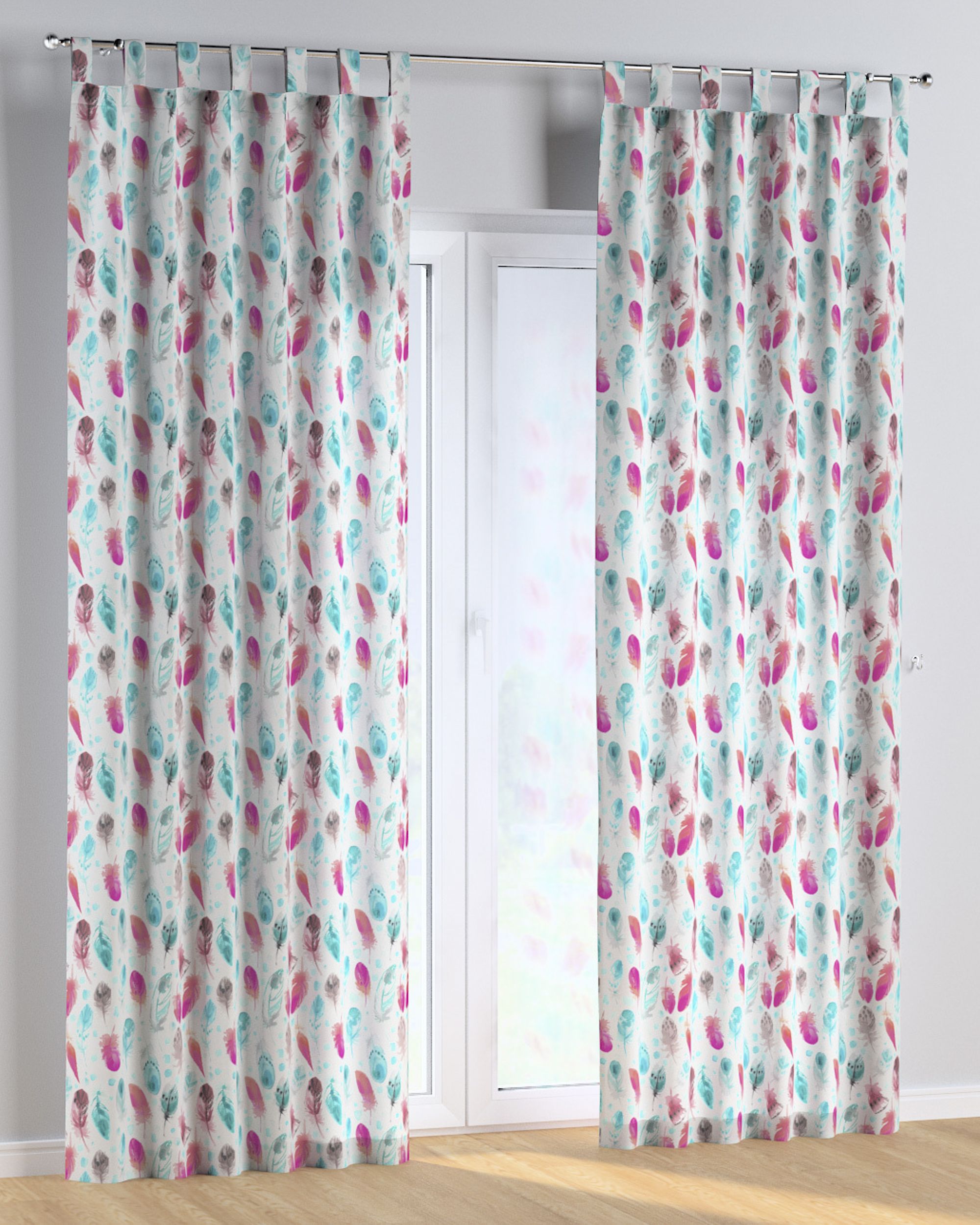 Rideau à pattes 1 pièce couleur bleu tissu à motifs