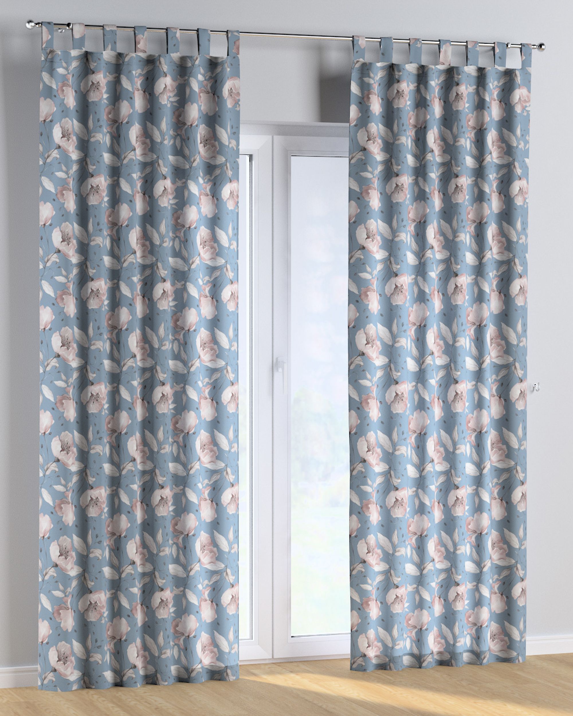 Rideau à pattes 1 pièce couleur bleu tissu à motifs