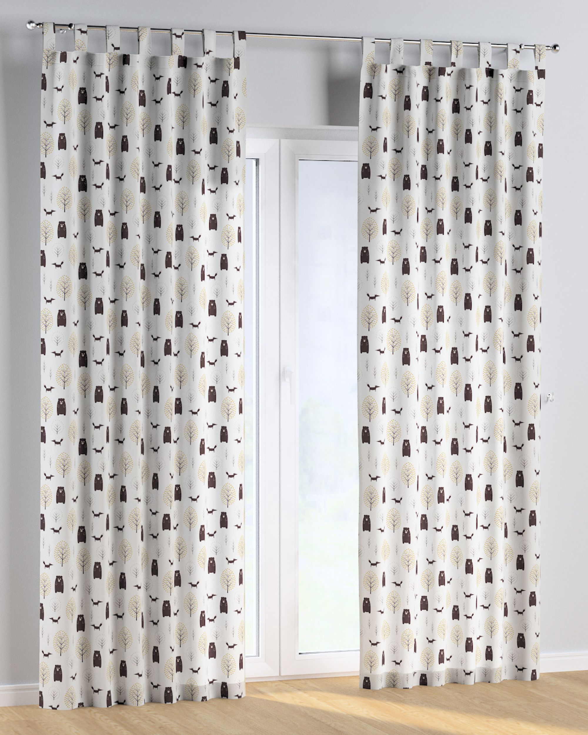 Rideau à pattes 1 pièce couleur marron tissu à motifs