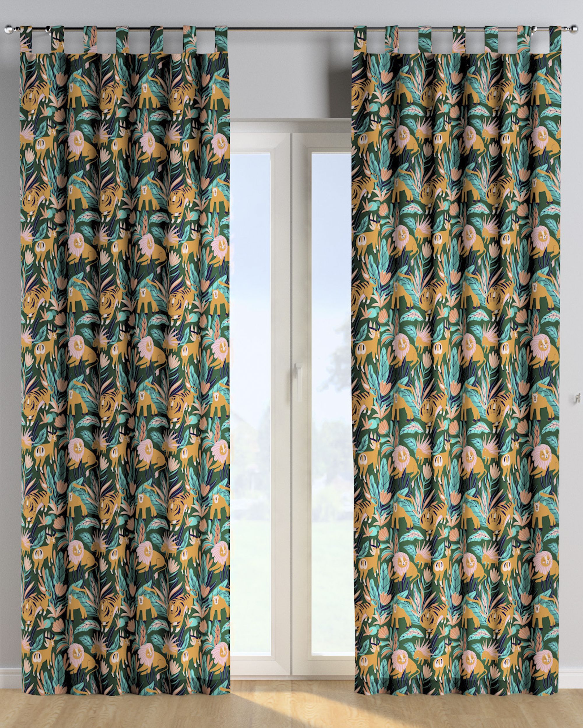 Rideau à pattes 1 pièce couleur orange tissu à motifs