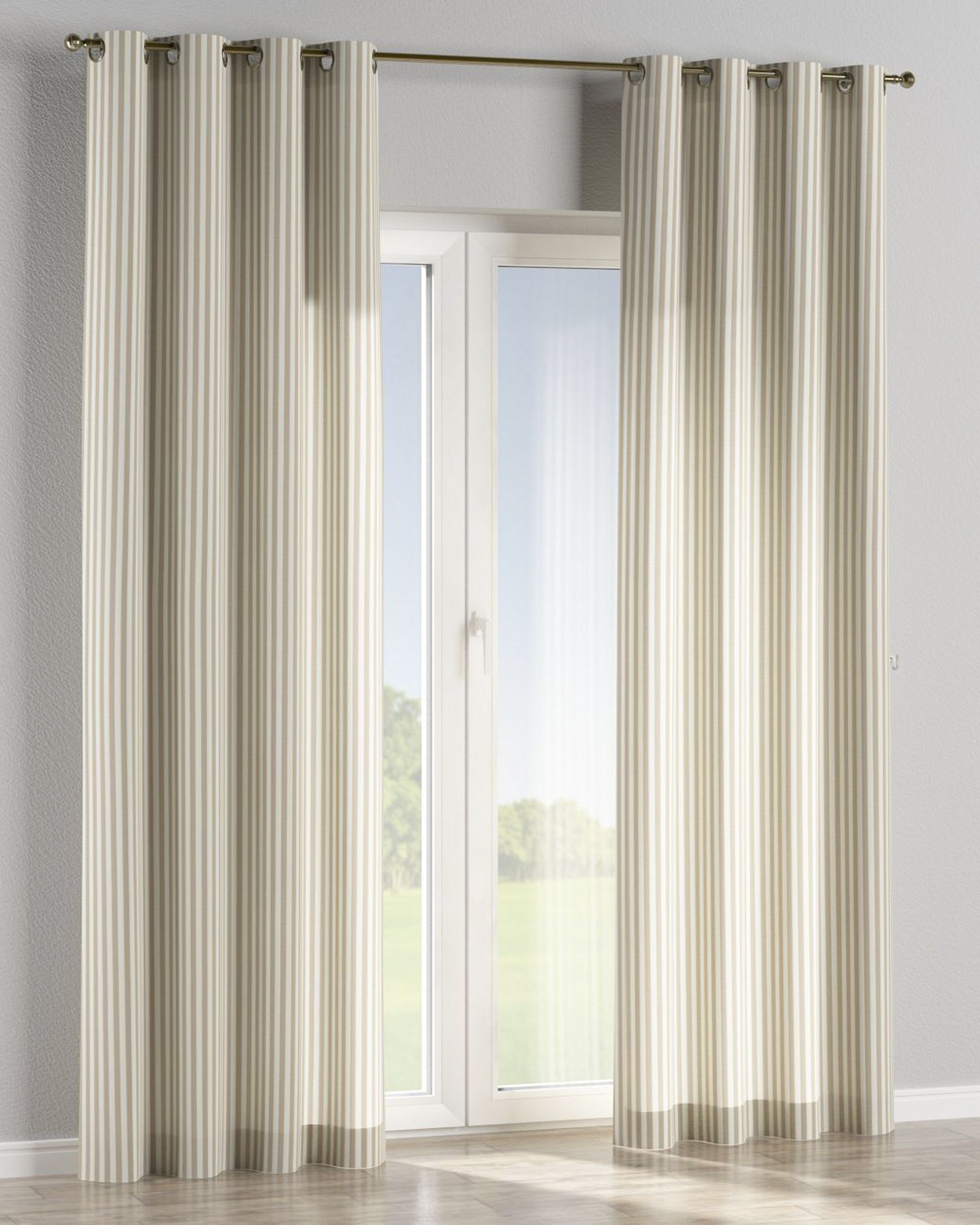 Rideau à œillets 1 pièce couleur beige tissu à motifs