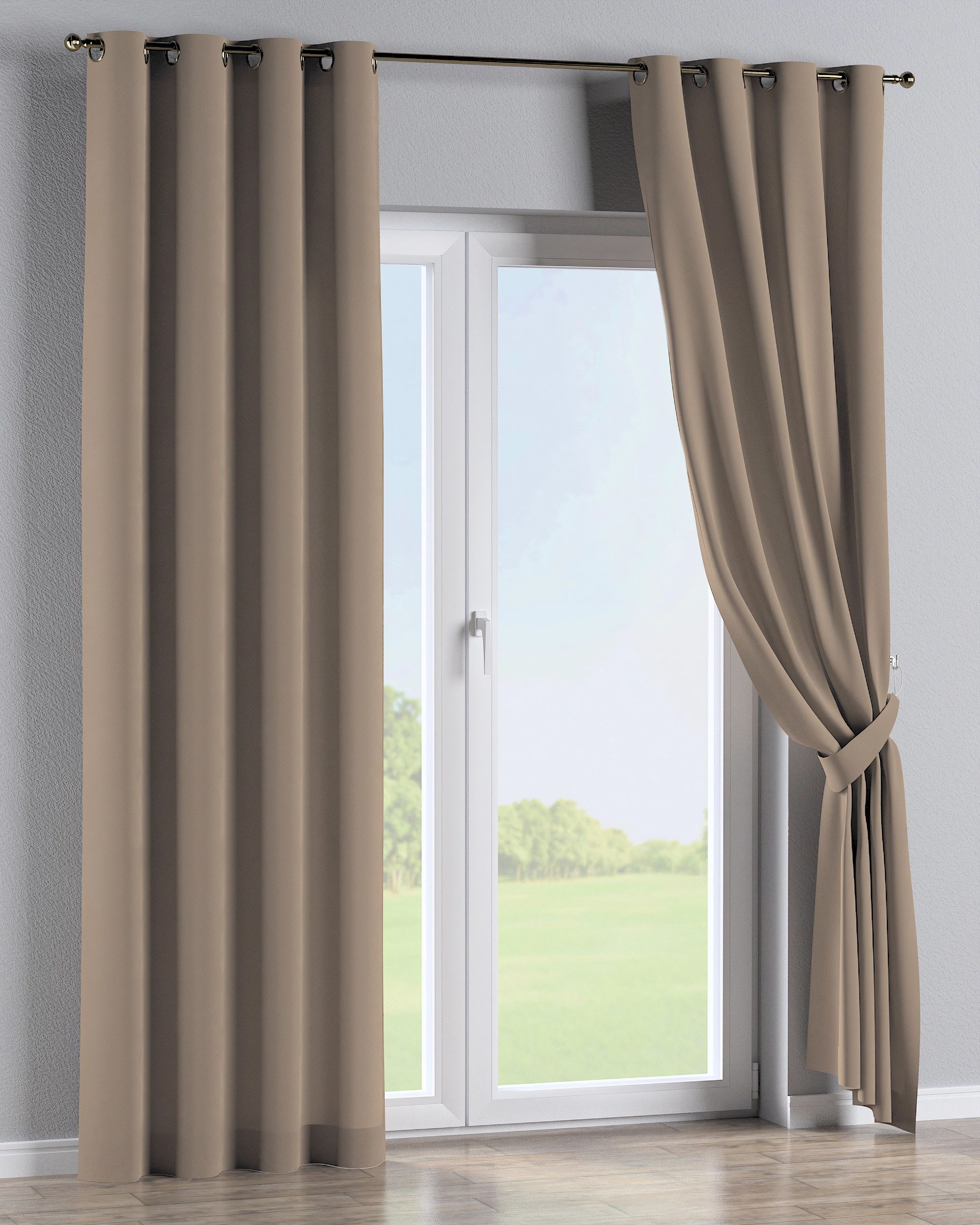 Rideau à œillets 1 pièce couleur beige (hover)