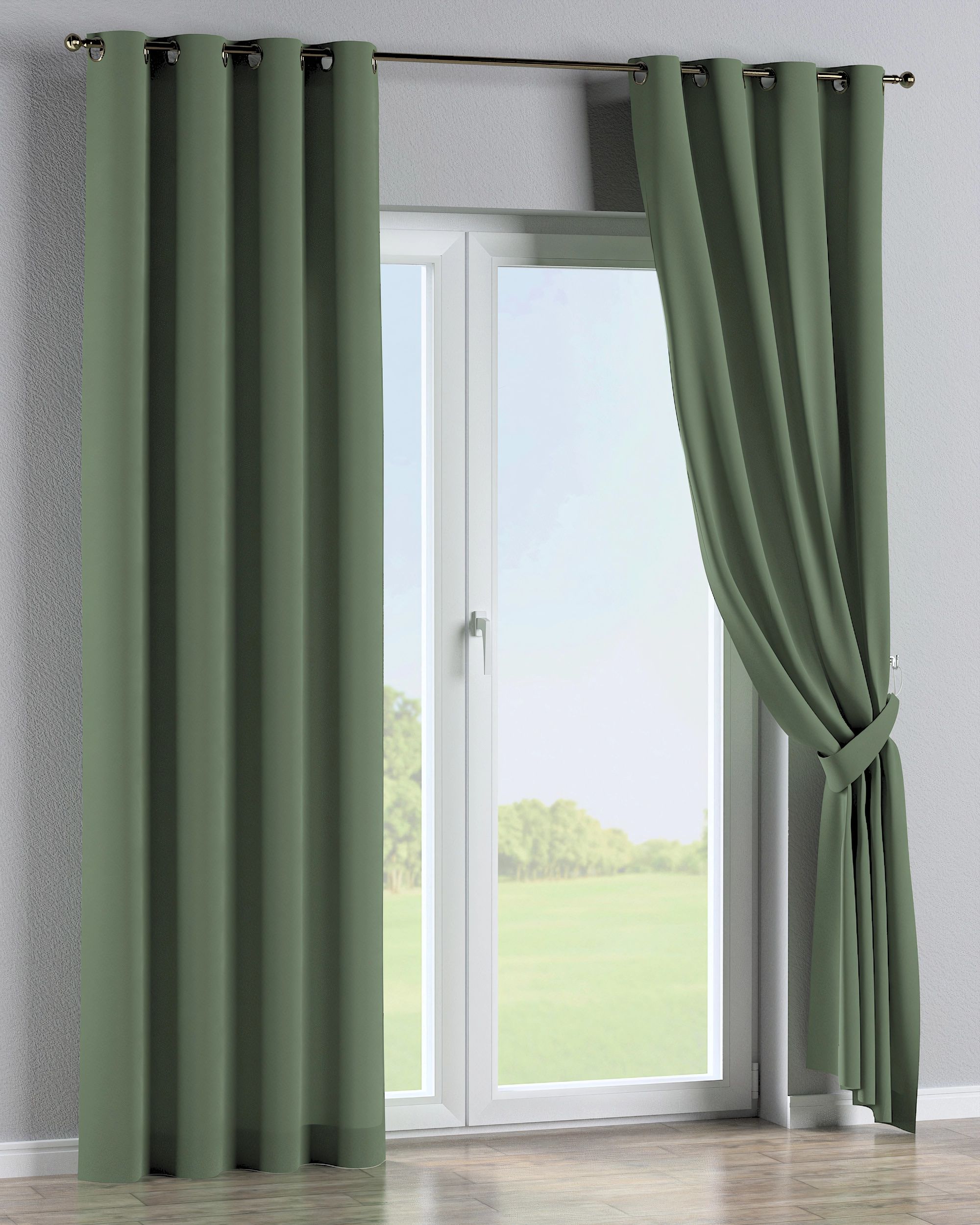 Rideau à œillets 1 pièce couleur vert (hover)