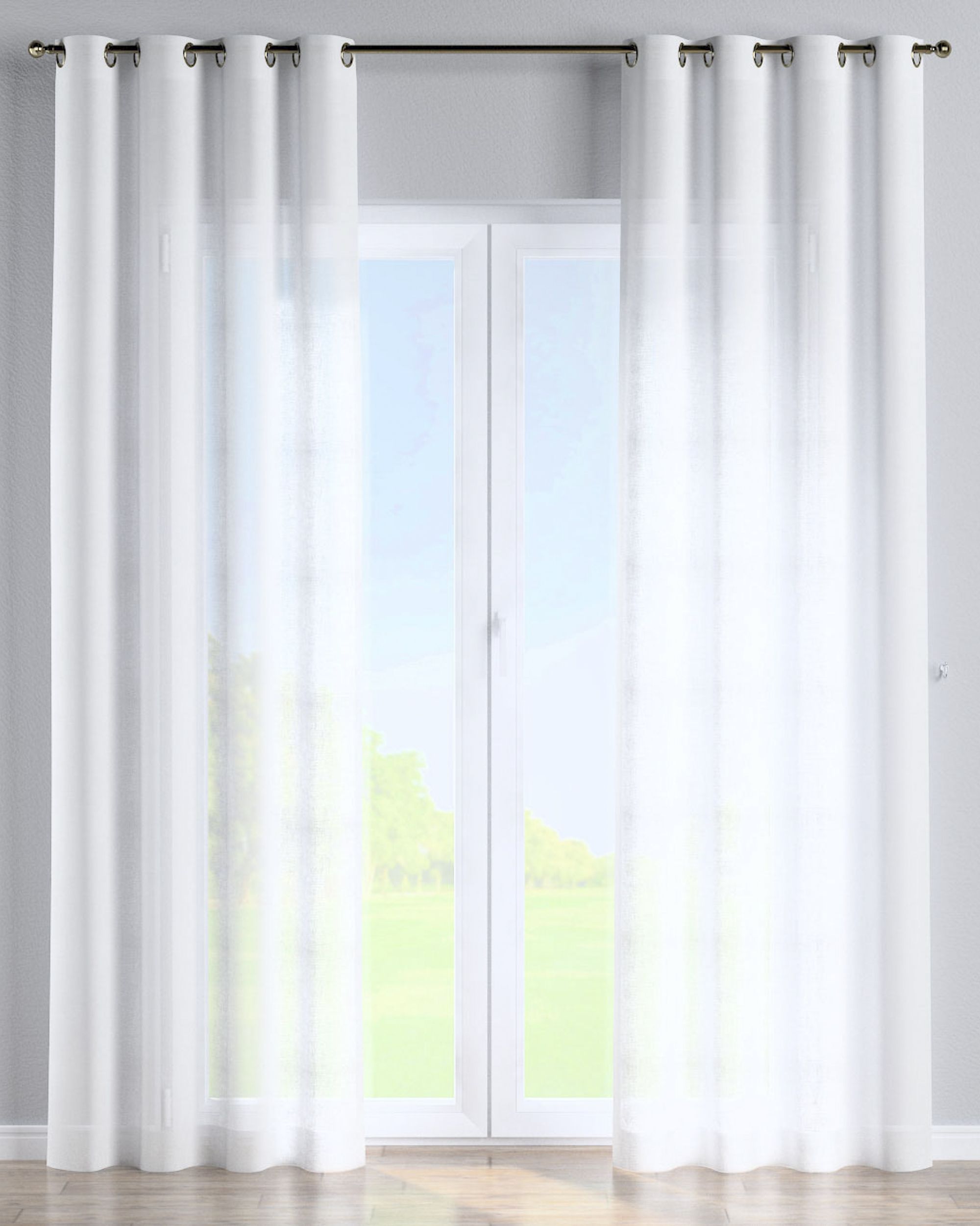 Rideau à œillets 1 pièce couleur crème tissu semi-transparent, tresse