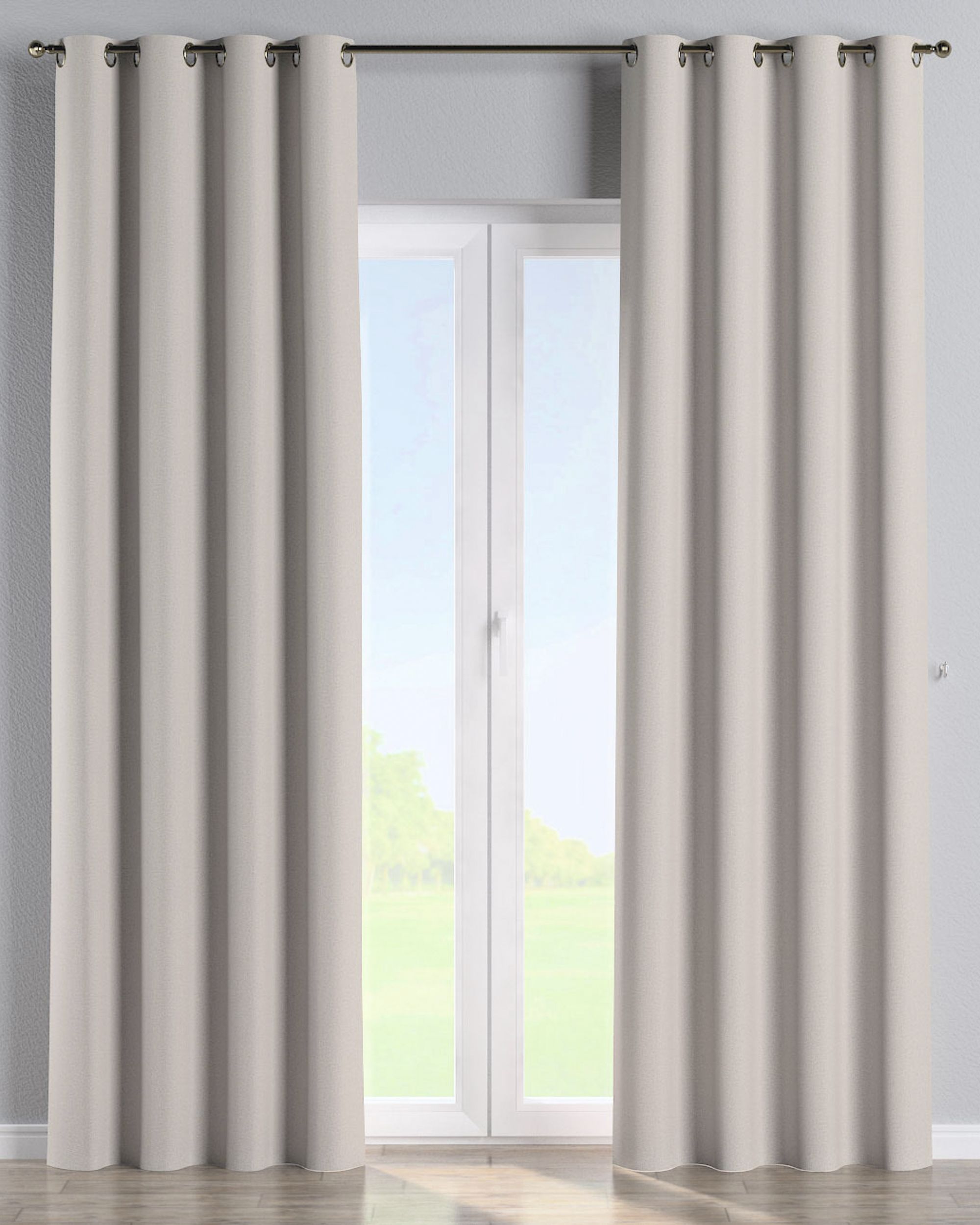 Rideau à œillets 1 pièce couleur beige tissu tresse, black-out