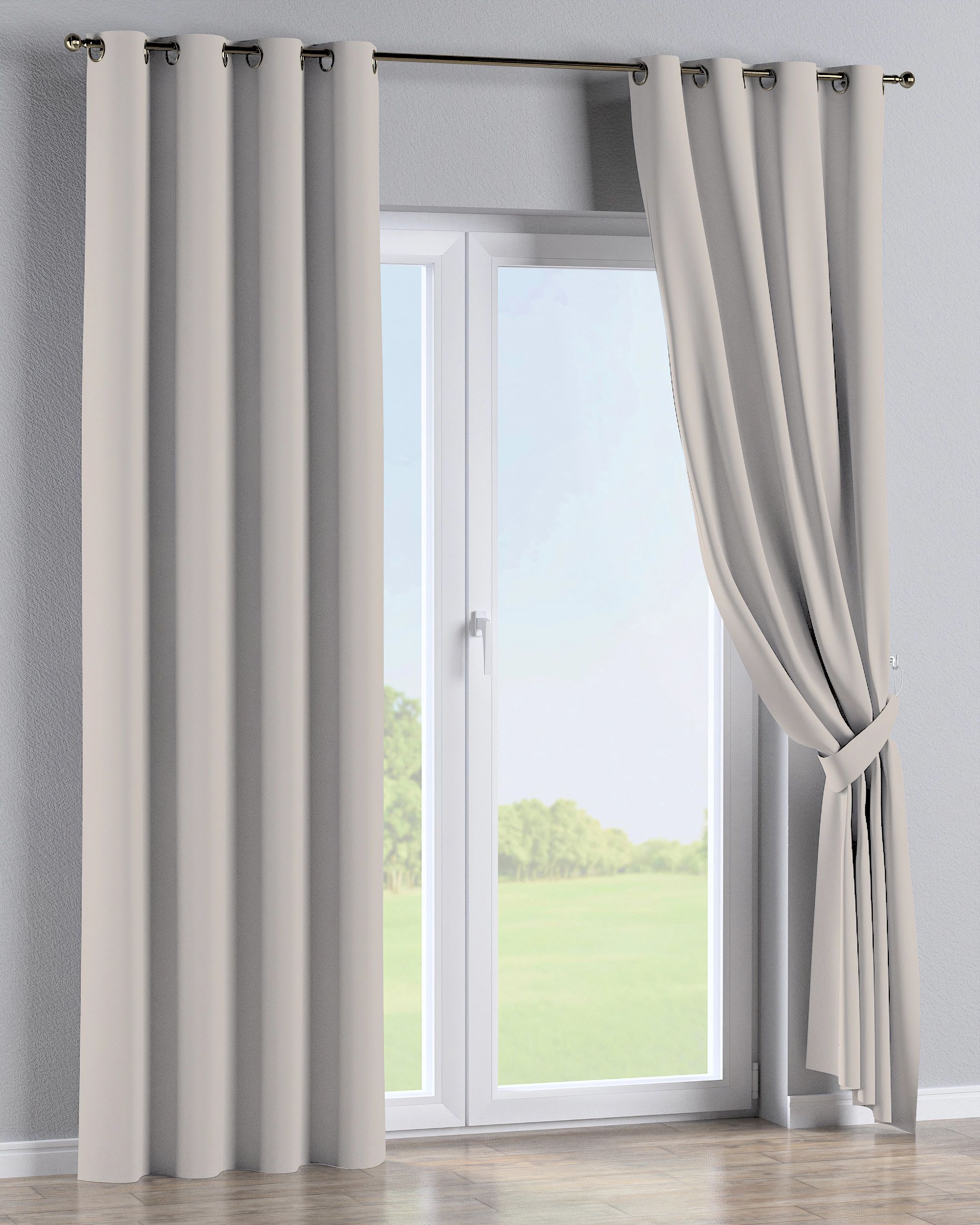 Rideau à œillets 1 pièce couleur beige tissu black-out (hover)