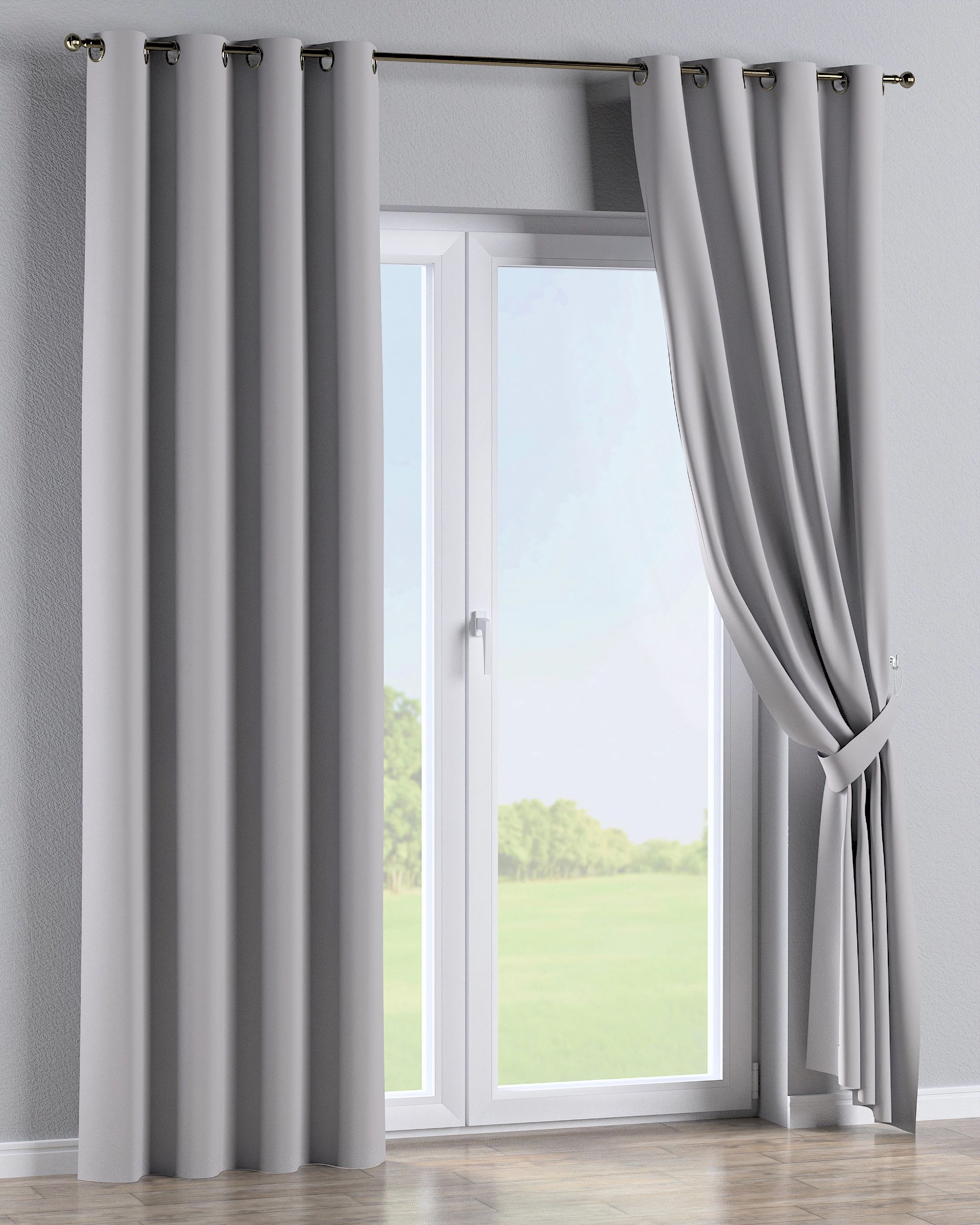 Rideau à œillets 1 pièce couleur gris tissu black-out (hover)