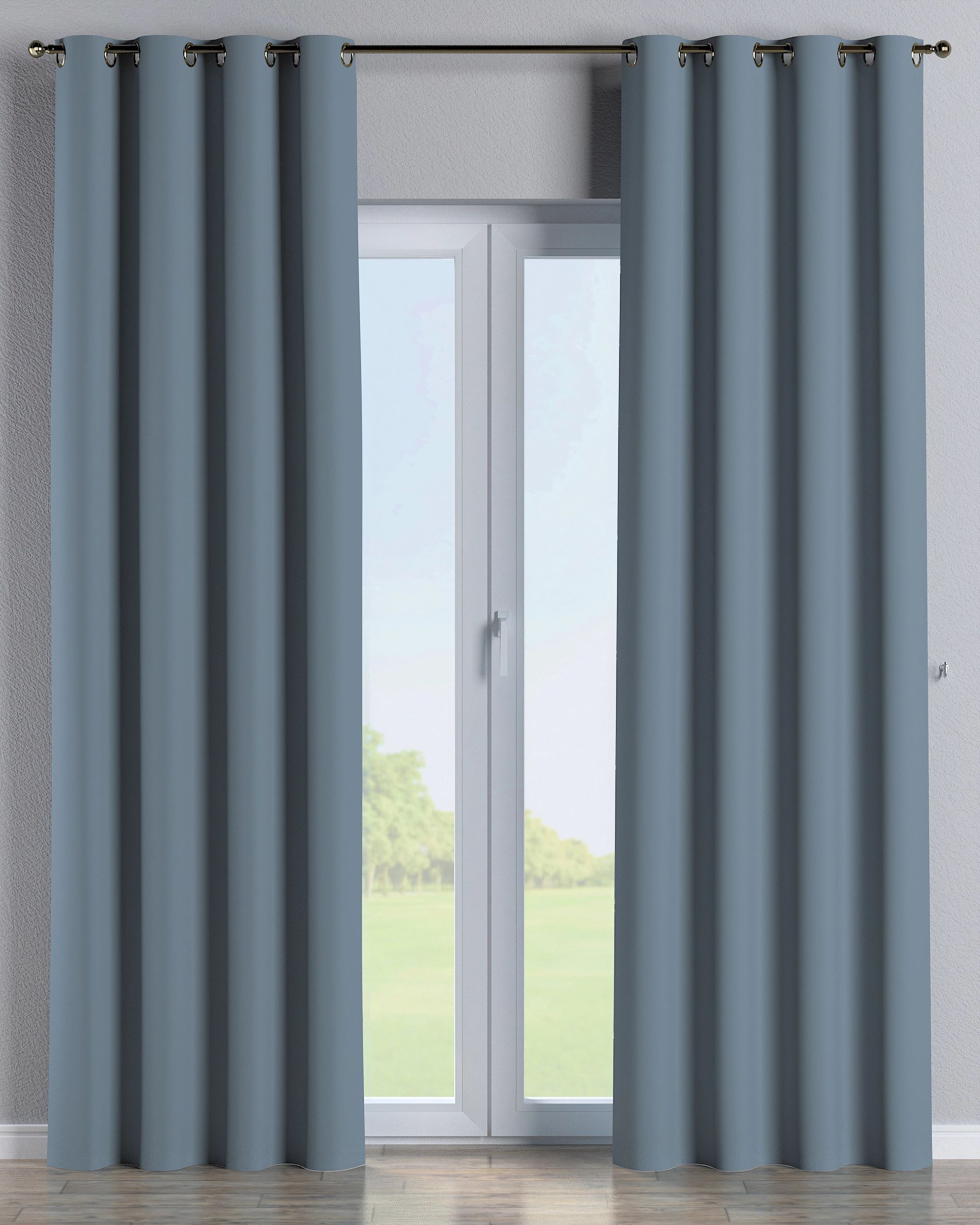 Rideau à œillets 1 pièce couleur bleu tissu black-out