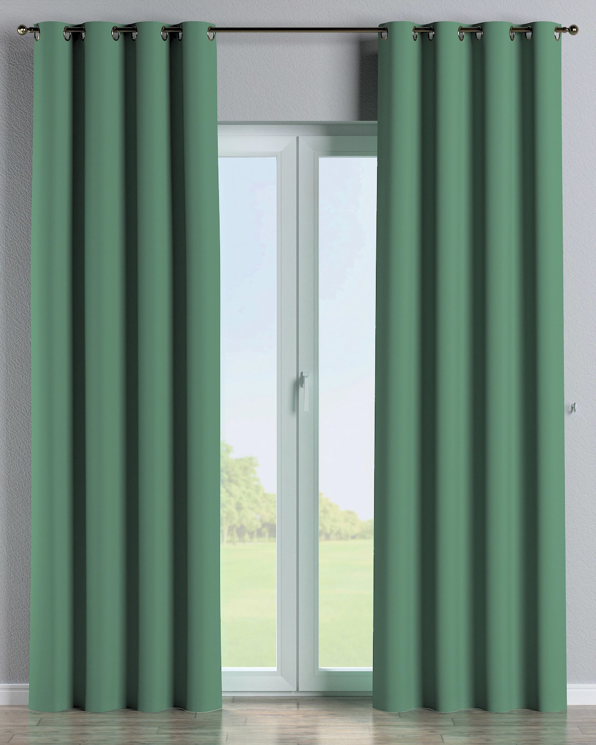 Rideau à œillets 1 pièce couleur vert tissu black-out