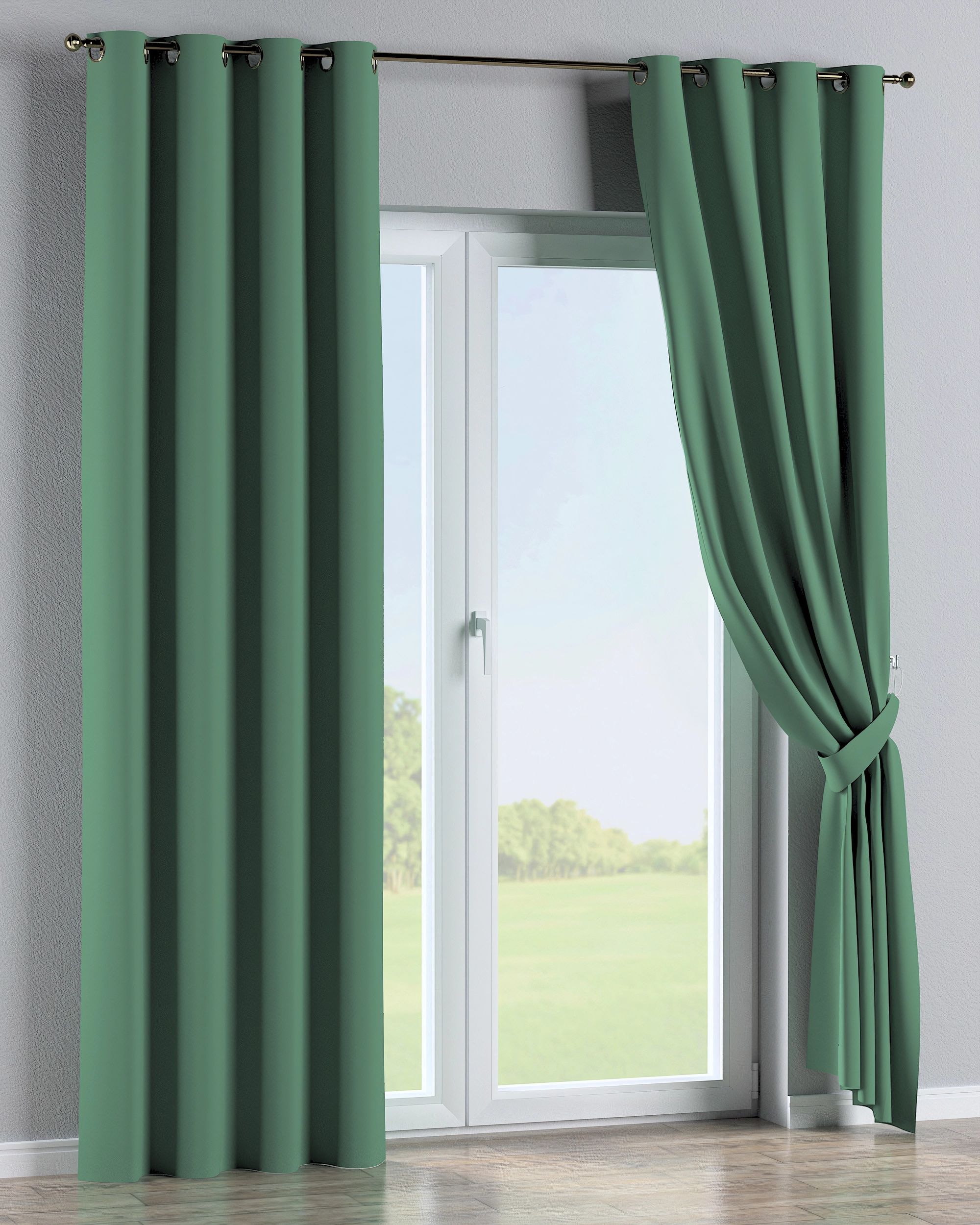 Rideau à œillets 1 pièce couleur vert tissu black-out (hover)