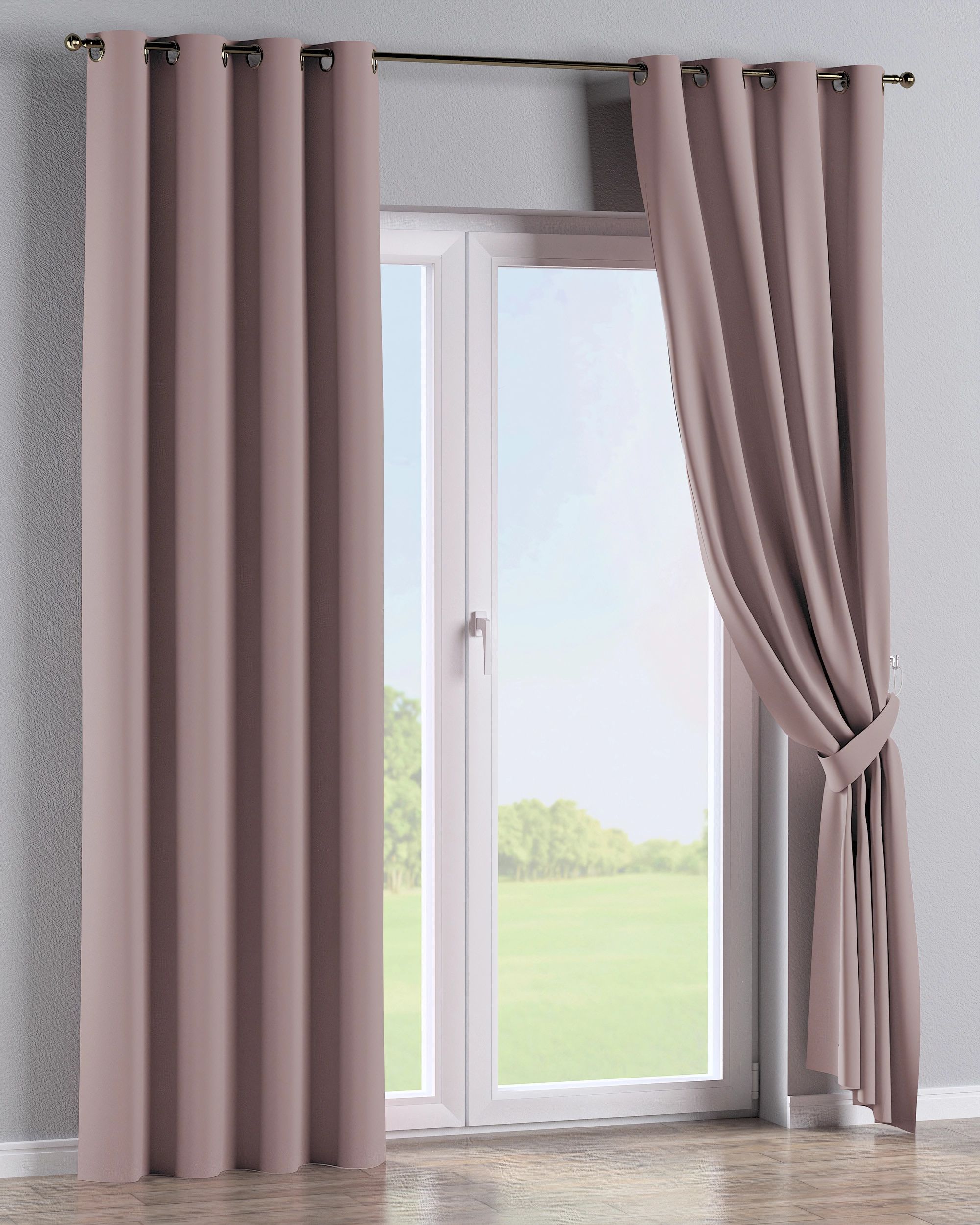 Rideau à œillets 1 pièce couleur rose tissu black-out (hover)