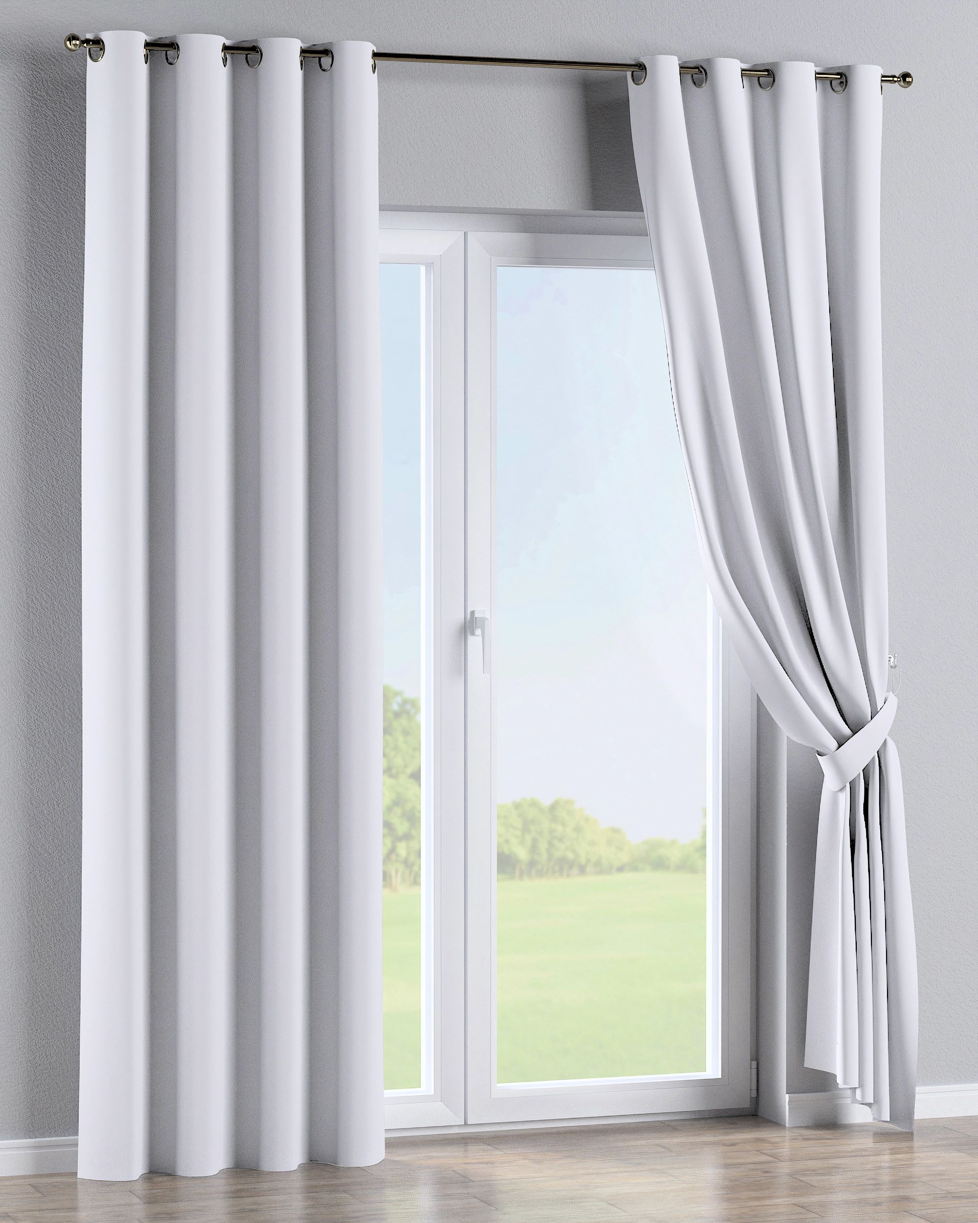 Rideau à œillets 1 pièce couleur blanc tissu black-out (hover)