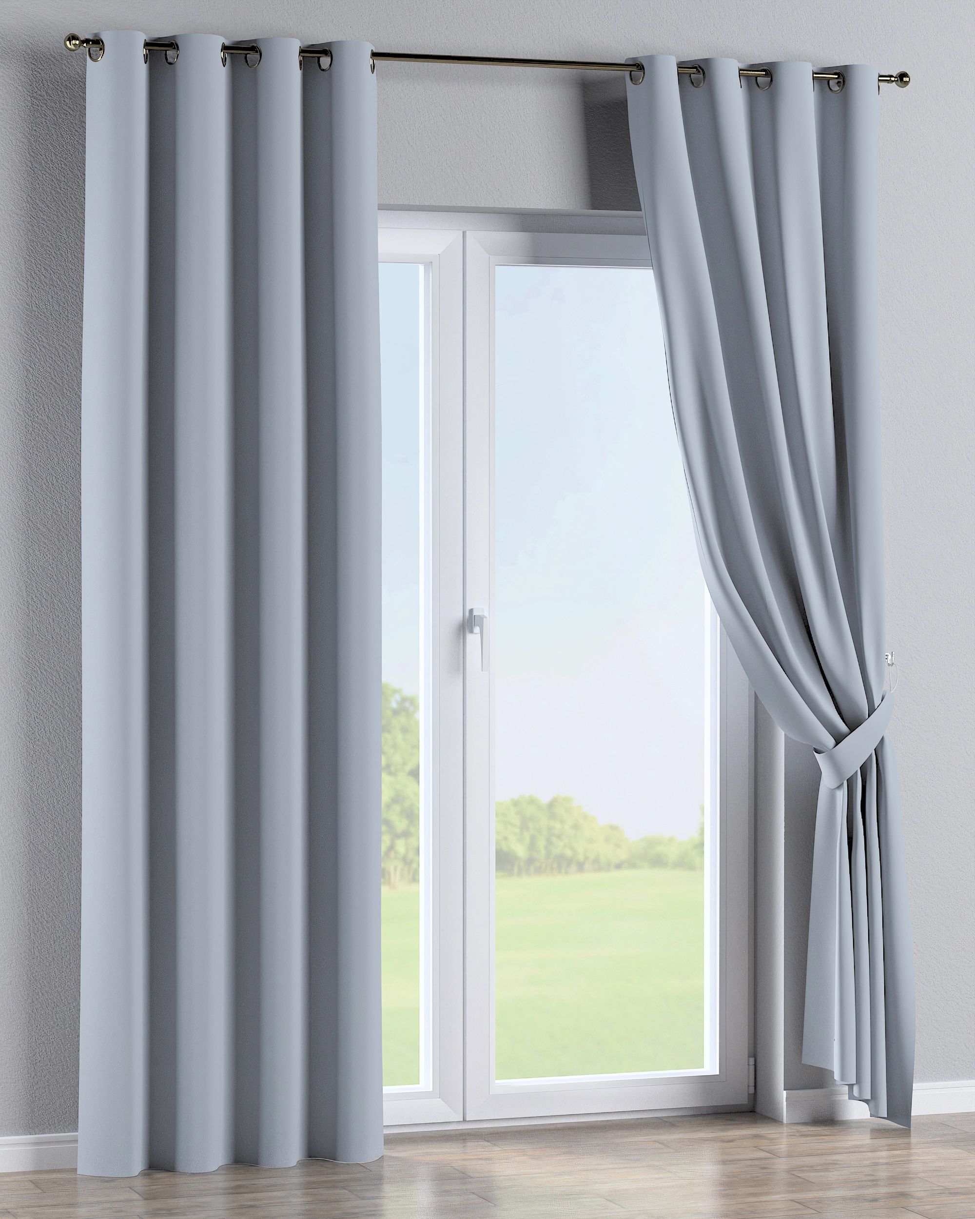 Rideau à œillets 1 pièce couleur gris tissu black-out (hover)