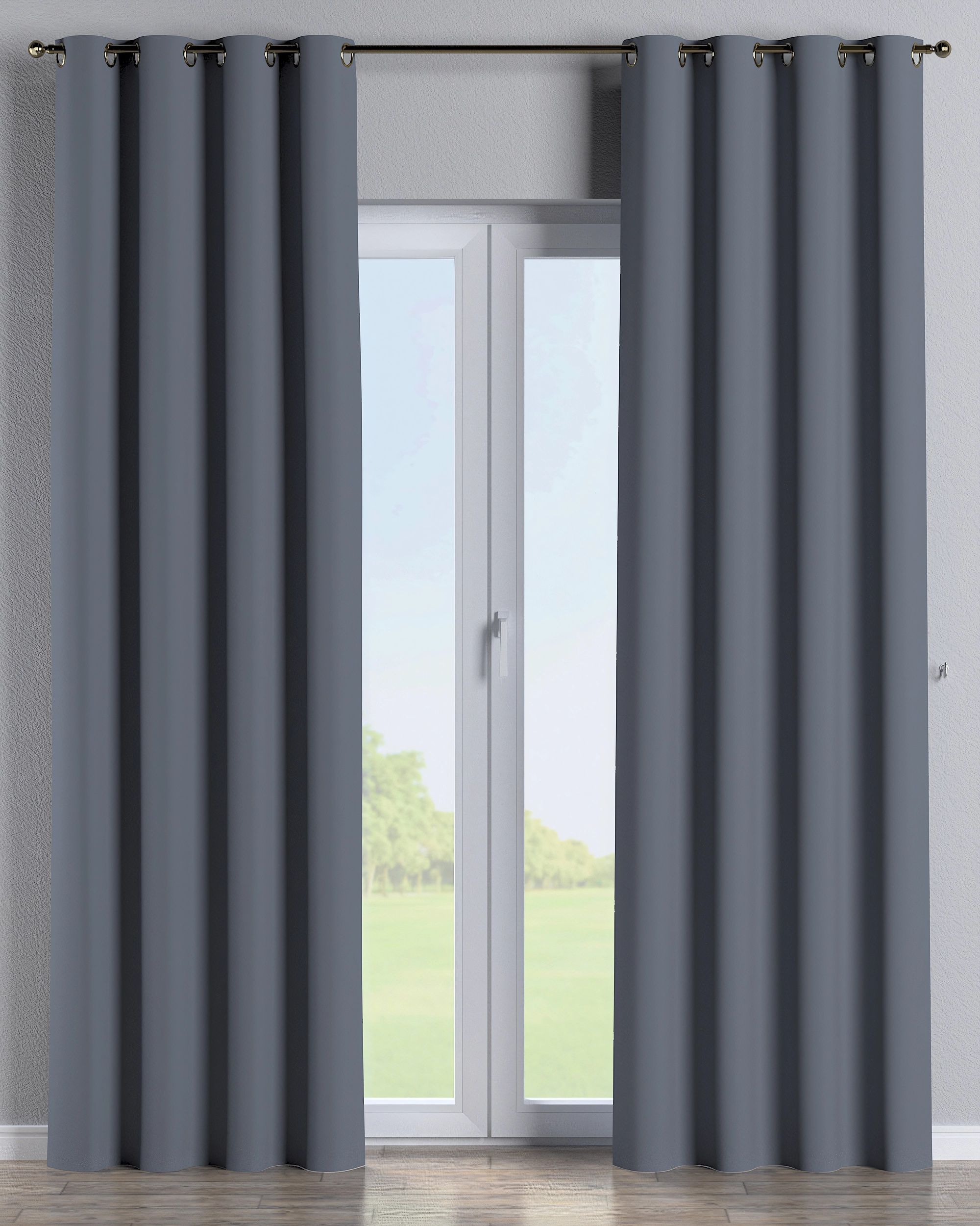 Rideau à œillets 1 pièce couleur gris tissu black-out