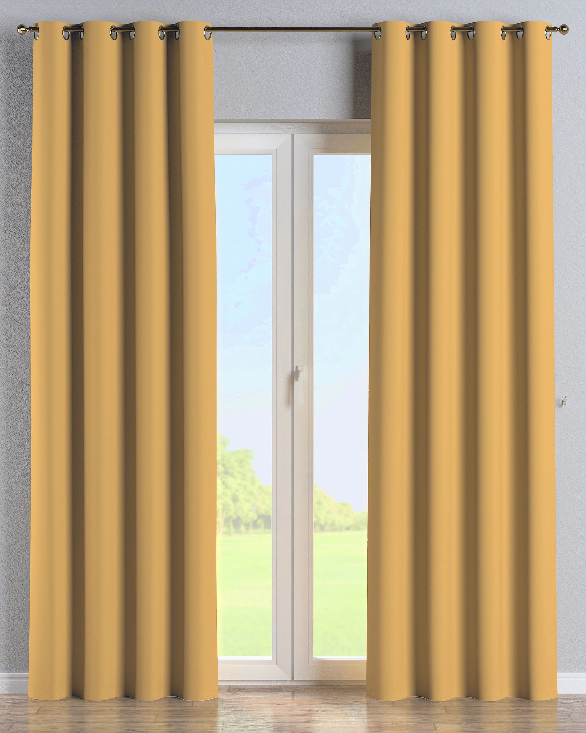 Rideau à œillets 1 pièce couleur jaune tissu black-out