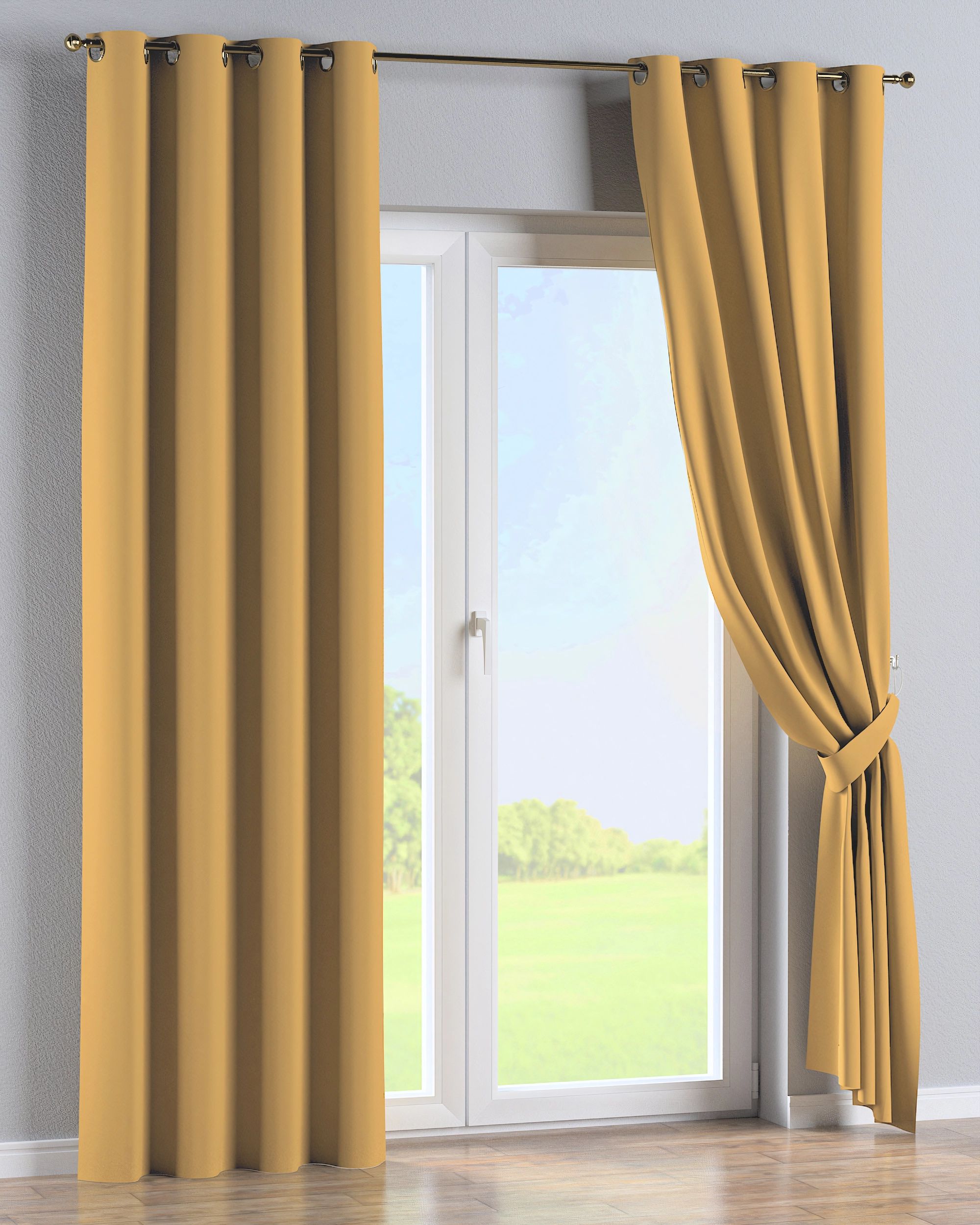 Rideau à œillets 1 pièce couleur jaune tissu black-out (hover)