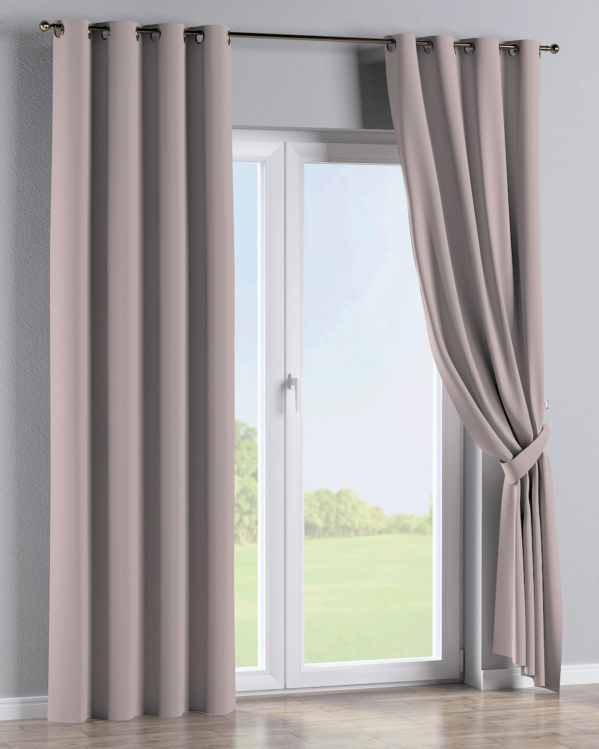 Rideau à œillets 1 pièce couleur beige tissu black-out (hover)