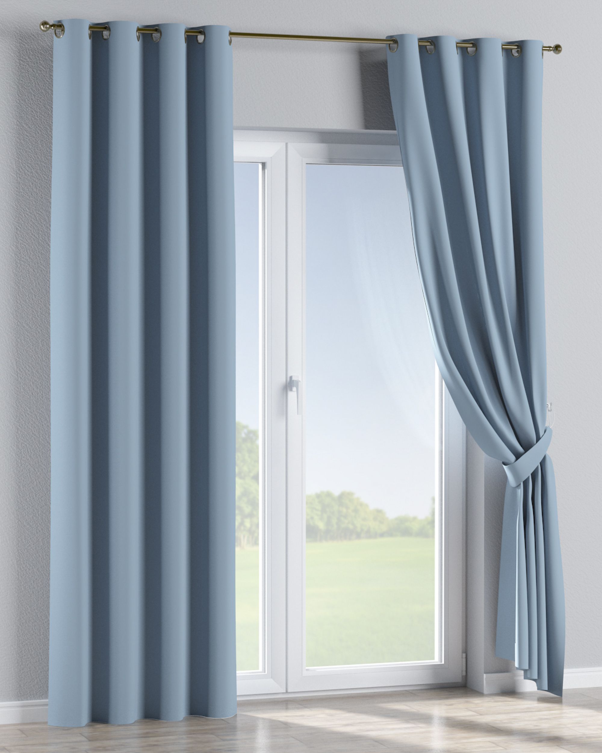 Rideau à œillets 1 pièce couleur bleu tissu black-out (hover)
