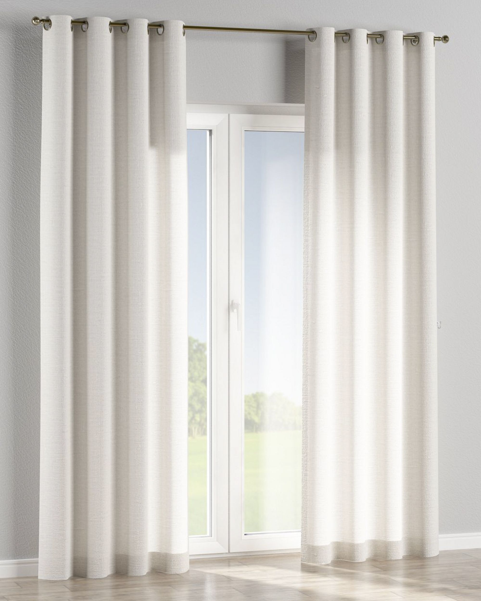 Rideau à œillets 1 pièce couleur blanc tissu semi-transparent, tresse