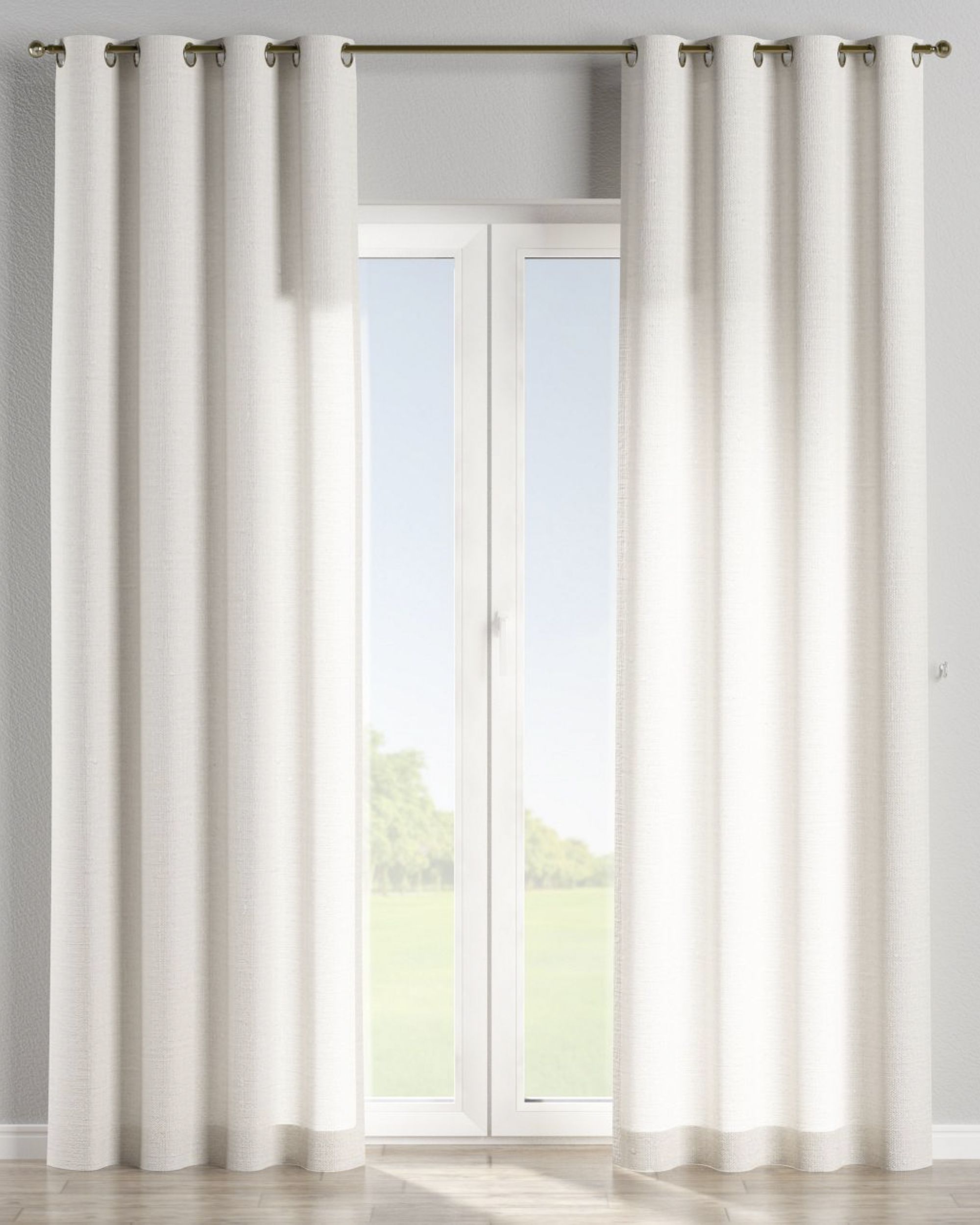 Rideau à œillets 1 pièce couleur blanc tissu semi-transparent, tresse (hover)
