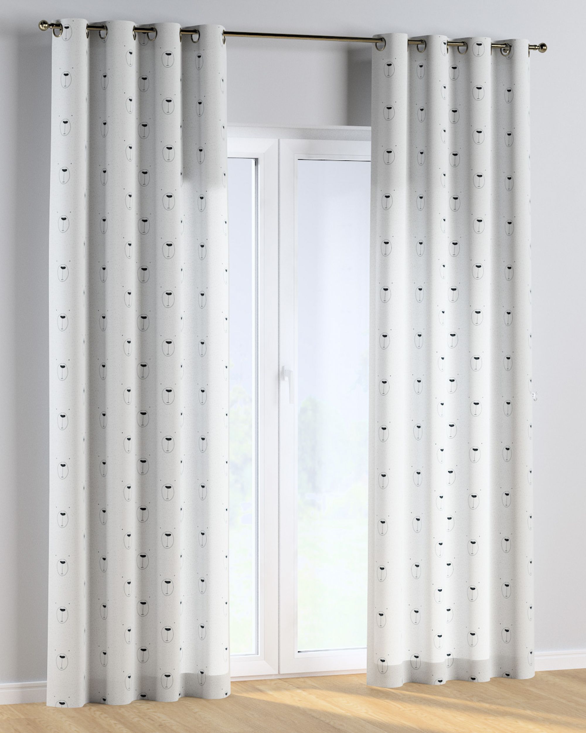 Rideau à œillets 1 pièce couleur blanc tissu à motifs