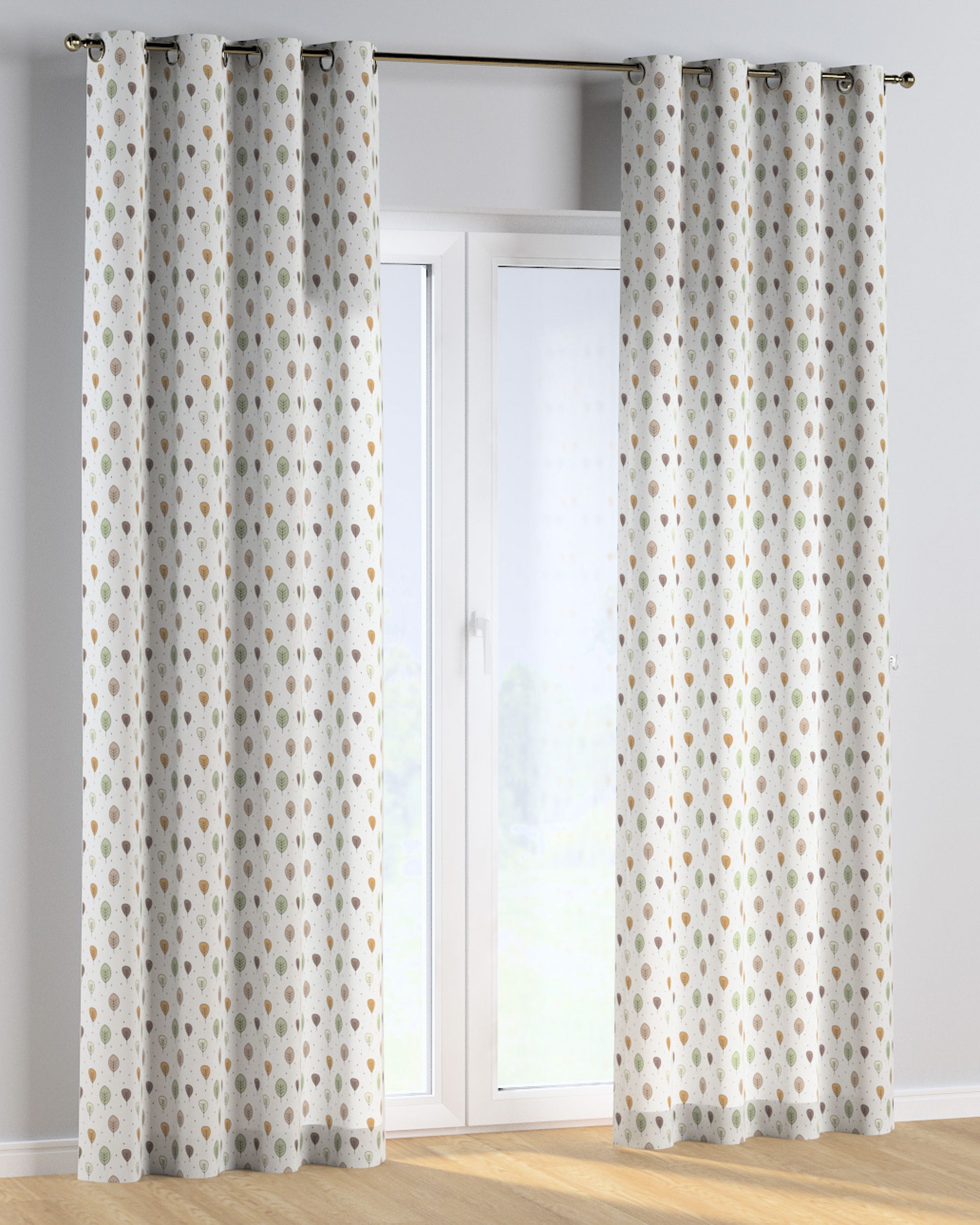 Rideau à œillets 1 pièce couleur marron tissu à motifs