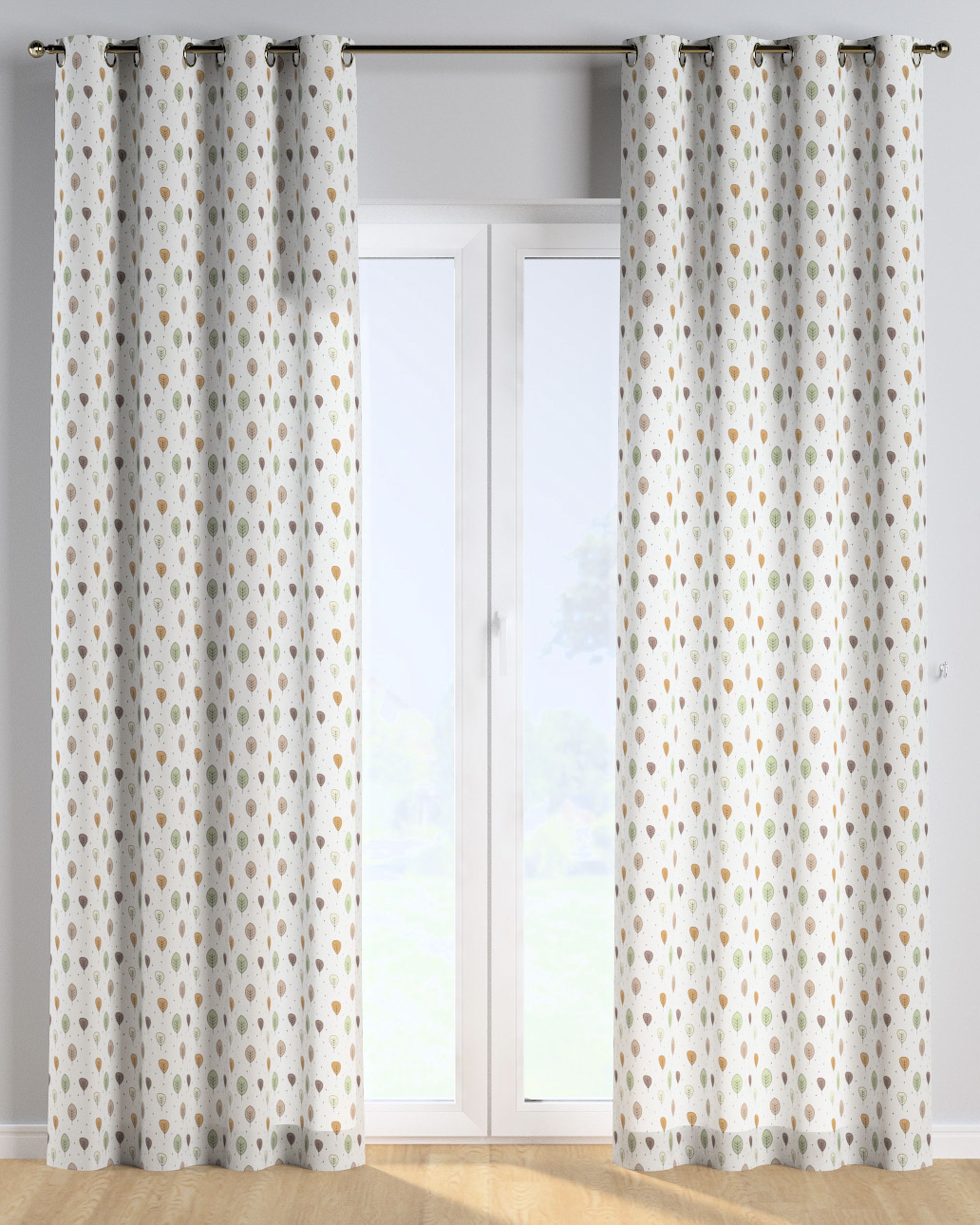 Rideau à œillets 1 pièce couleur marron tissu à motifs (hover)