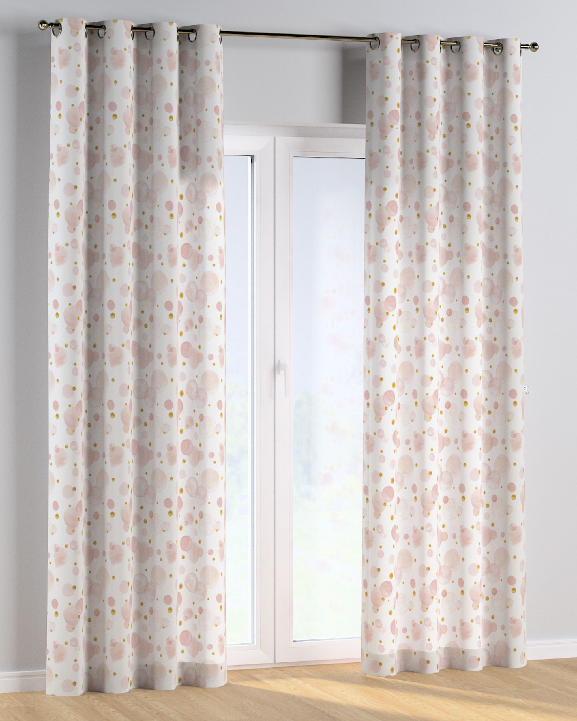 Rideau à œillets 1 pièce couleur rose tissu à motifs
