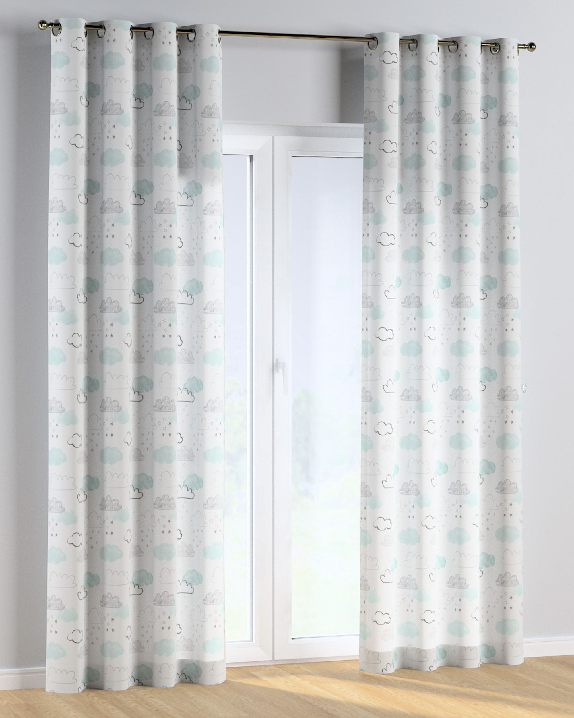 Rideau à œillets 1 pièce couleur blanc tissu à motifs