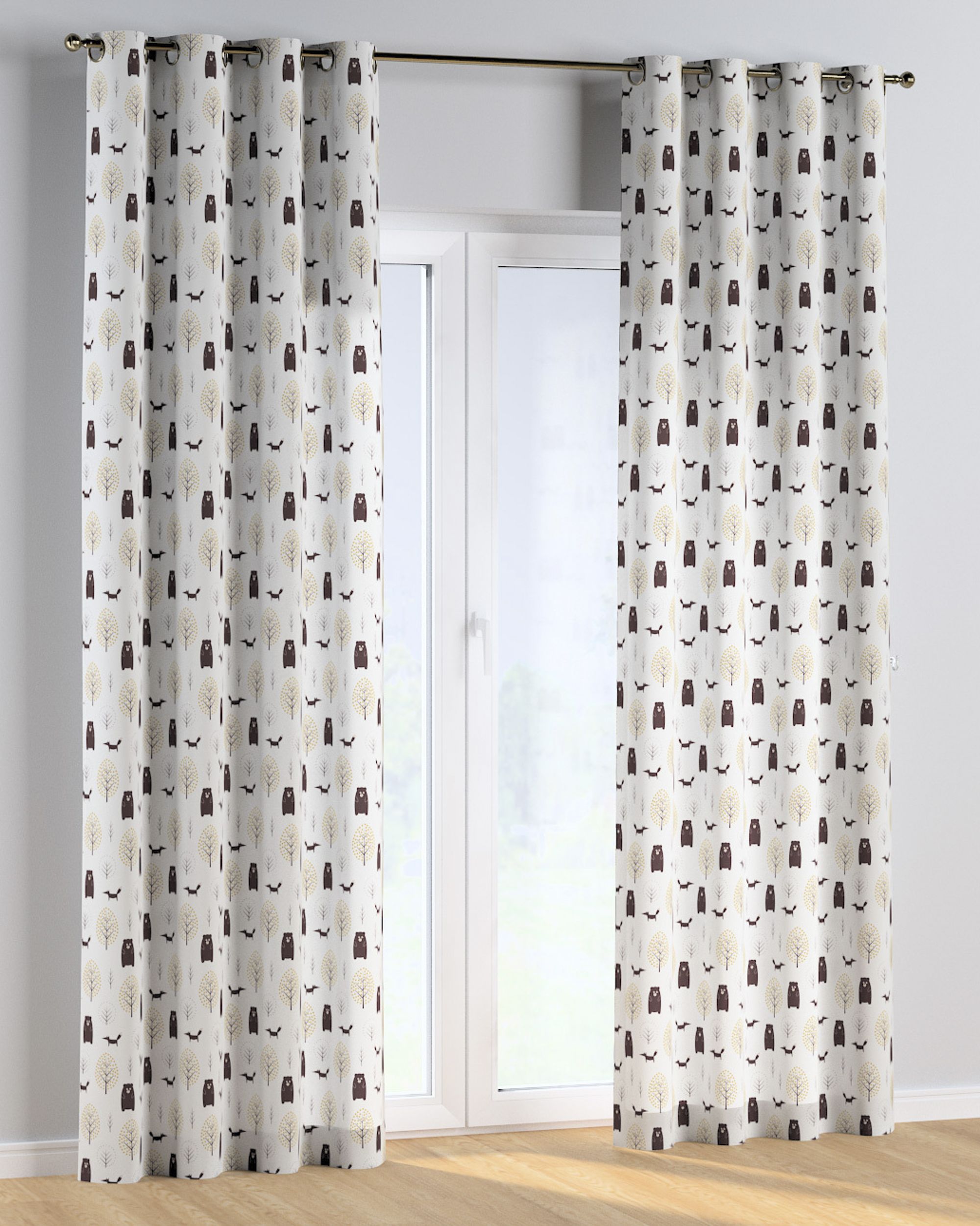 Rideau à œillets 1 pièce couleur marron tissu à motifs